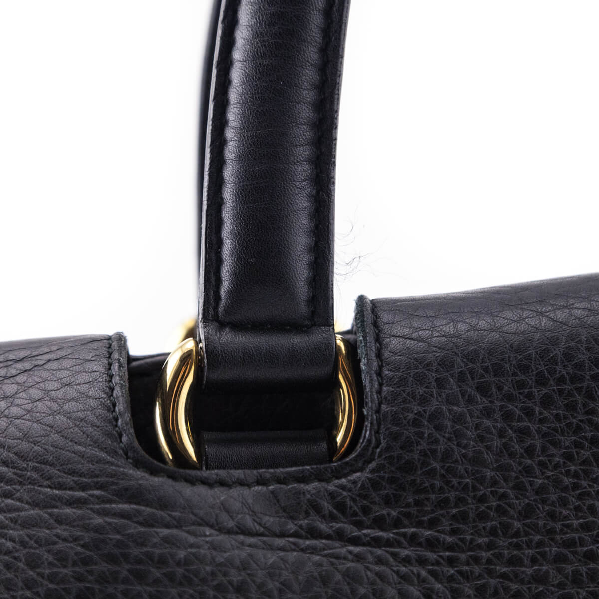Gucci Black Pebbled Calfskin 1973 Top Handle Bag - Love that Bag etc - Preowned Authentic Designer Handbags & Preloved Fashions