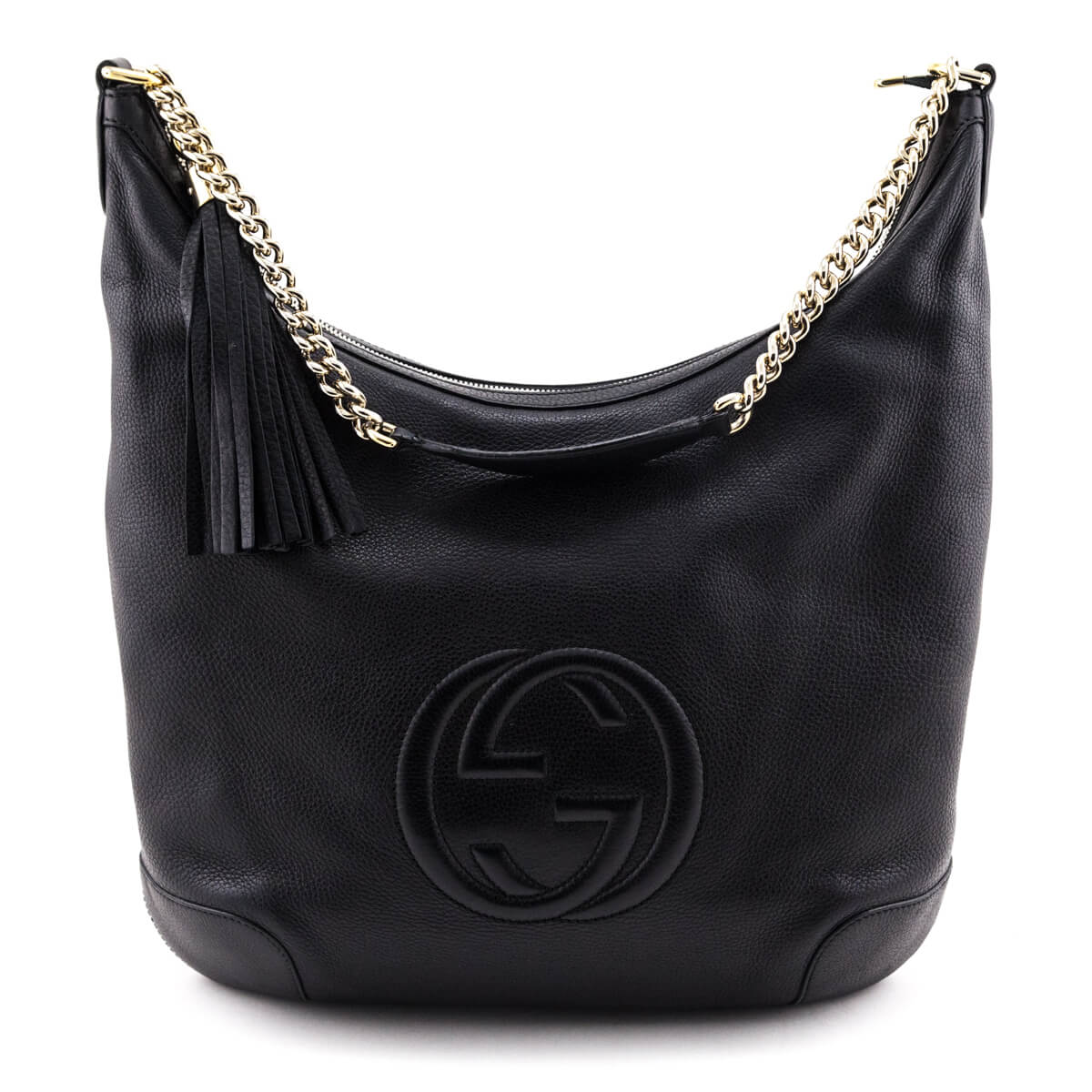 Gucci Black Pebbled Calfskin Soho Chain Hobo - Love that Bag etc - Preowned Authentic Designer Handbags & Preloved Fashions