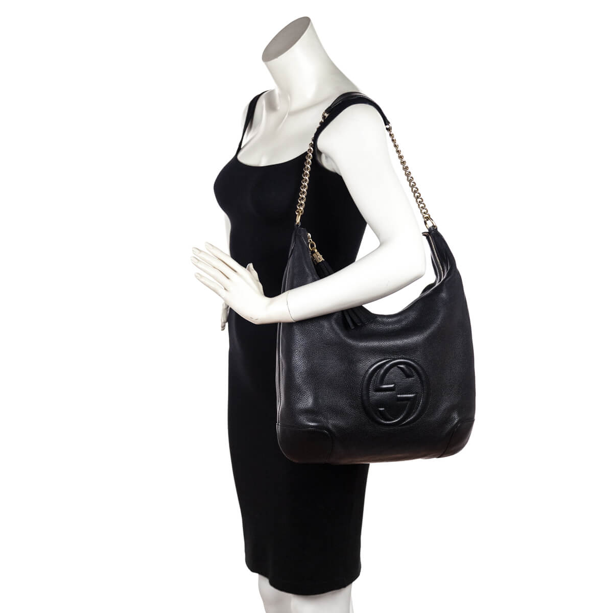 Gucci Black Pebbled Calfskin Soho Chain Hobo - Love that Bag etc - Preowned Authentic Designer Handbags & Preloved Fashions