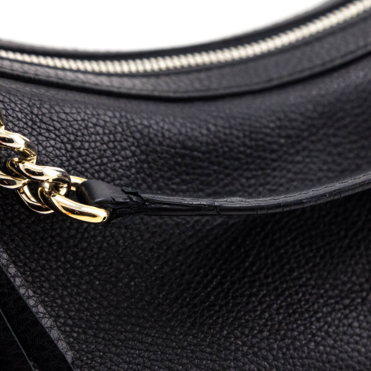 Gucci Black Pebbled Calfskin Soho Chain Hobo - Love that Bag etc - Preowned Authentic Designer Handbags & Preloved Fashions