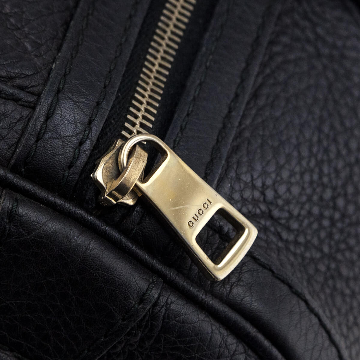 Gucci Black Pebbled Calfskin Web Boston Bag Top Handle - Love that Bag etc - Preowned Authentic Designer Handbags & Preloved Fashions