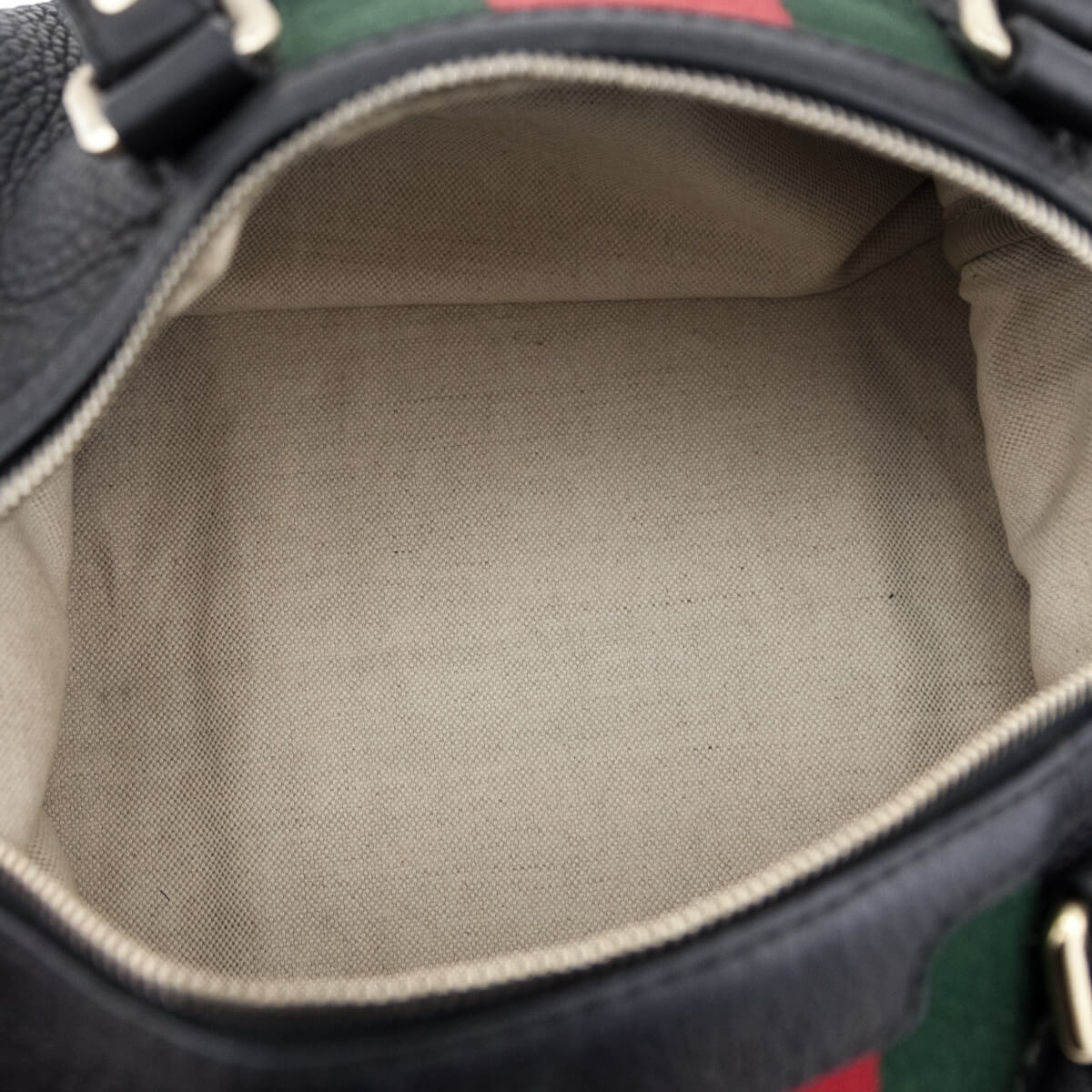 Gucci Black Pebbled Calfskin Web Boston Bag Top Handle - Love that Bag etc - Preowned Authentic Designer Handbags & Preloved Fashions