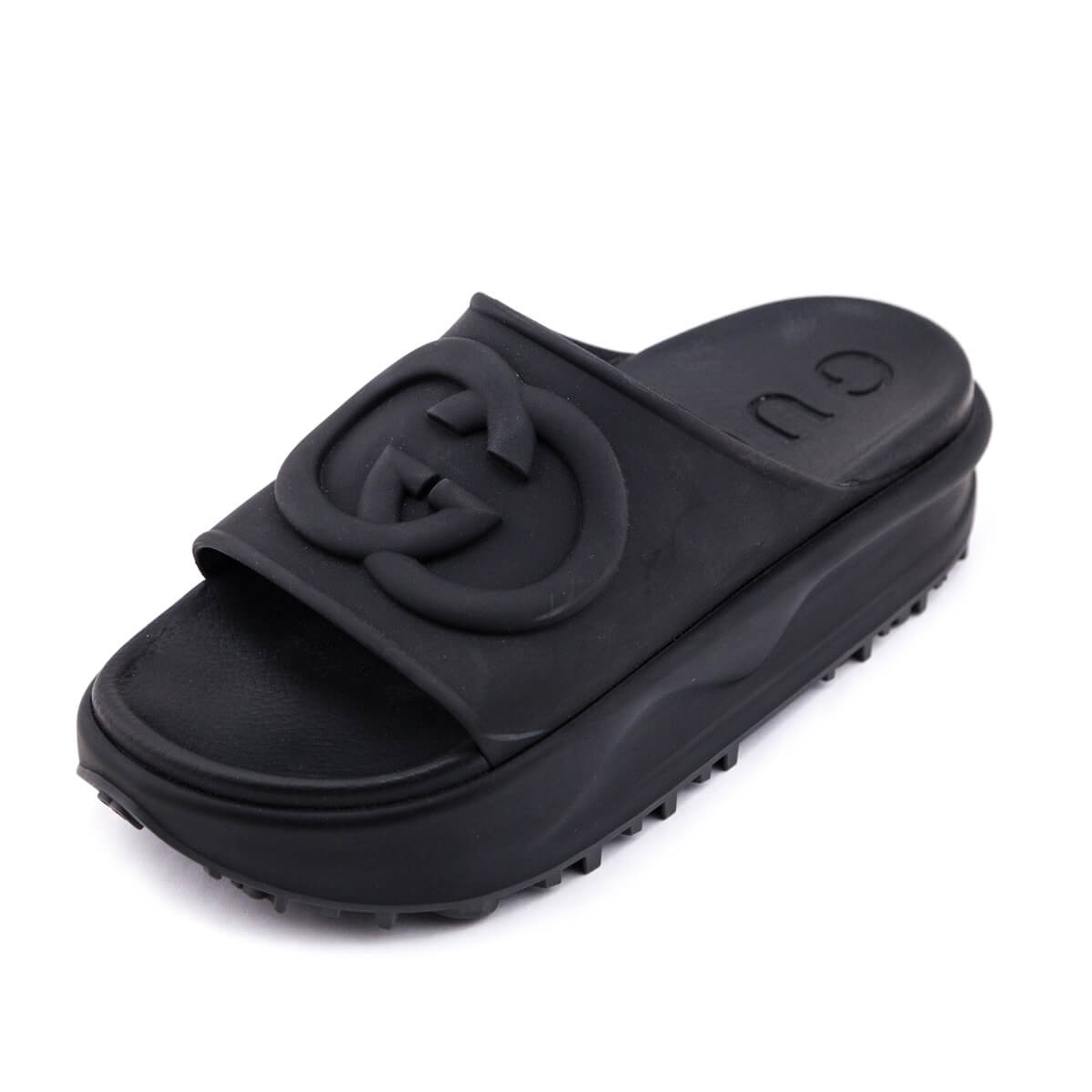 Gucci black rubber slides deals