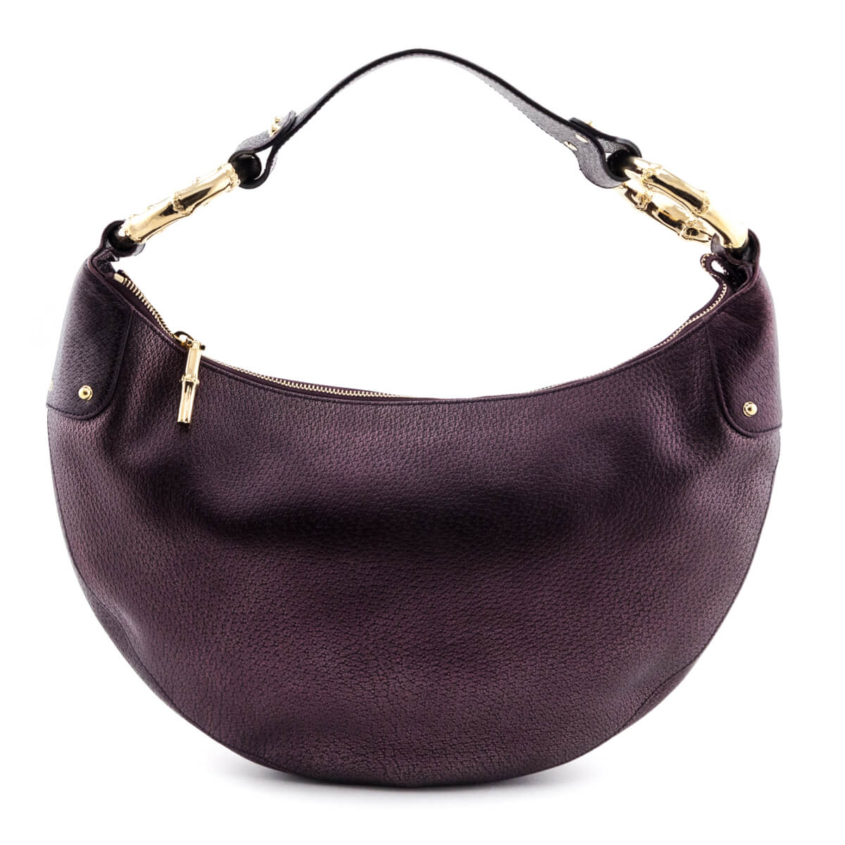 Gucci Burgundy Metallic Medium Bamboo Ring Hobo - Love that Bag etc - Preowned Authentic Designer Handbags & Preloved Fashions