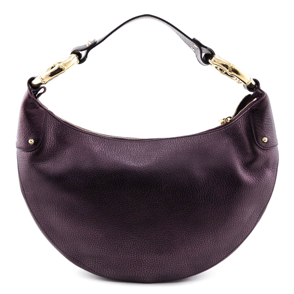 Gucci Burgundy Metallic Medium Bamboo Ring Hobo - Love that Bag etc - Preowned Authentic Designer Handbags & Preloved Fashions