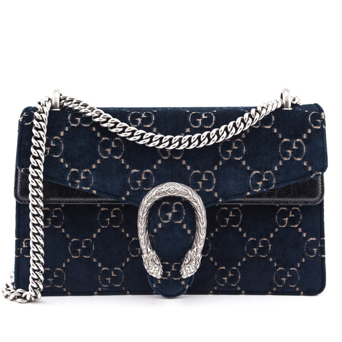 Gucci Dark Blue Velvet GG Monogram Small Dionysus Shoulder Bag - Love that Bag etc - Preowned Authentic Designer Handbags & Preloved Fashions