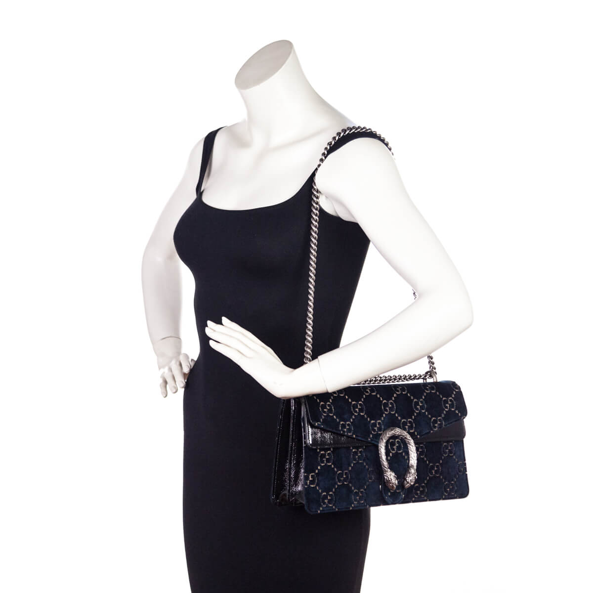 Gucci Dark Blue Velvet GG Monogram Small Dionysus Shoulder Bag - Love that Bag etc - Preowned Authentic Designer Handbags & Preloved Fashions