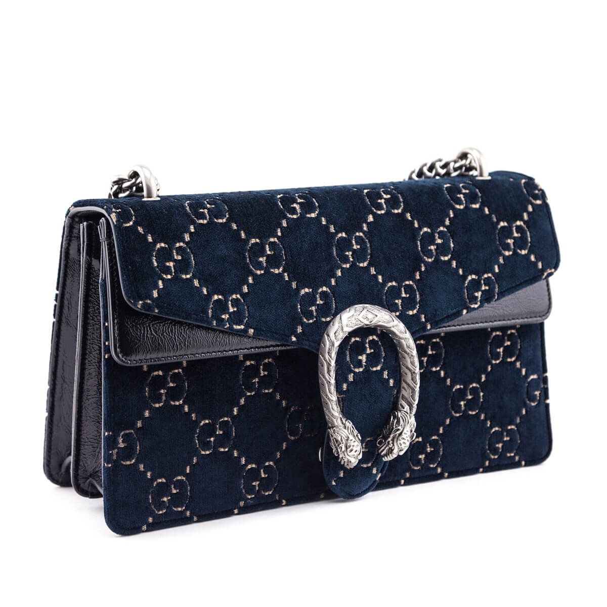 Gucci Dark Blue Velvet GG Monogram Small Dionysus Shoulder Bag - Love that Bag etc - Preowned Authentic Designer Handbags & Preloved Fashions