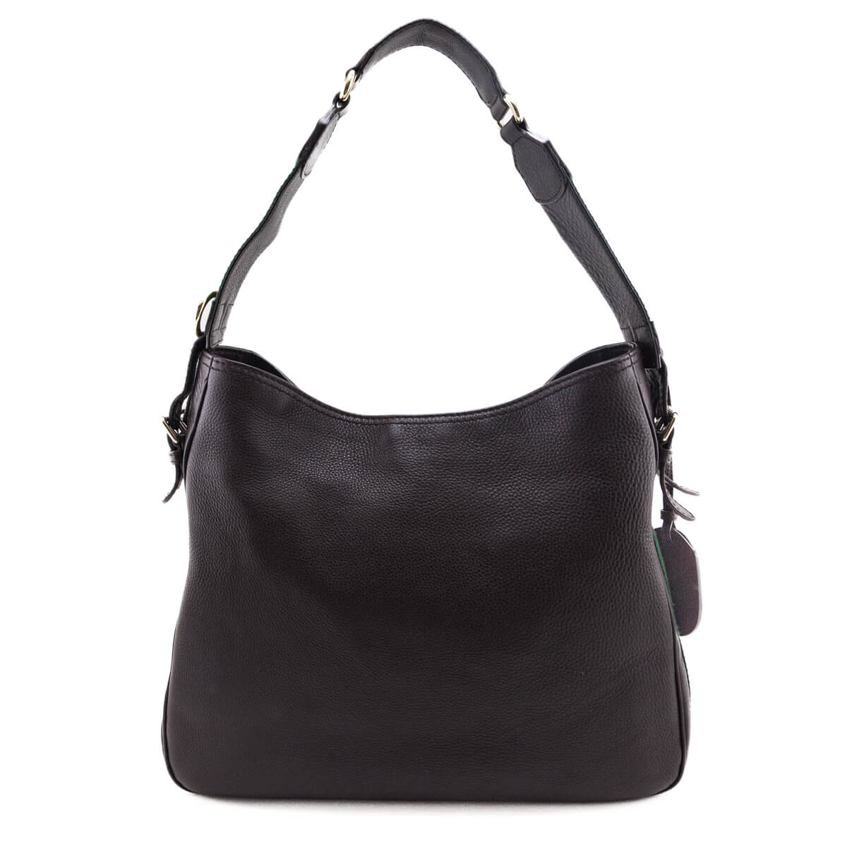 Gucci Dark Brown Pebbled Calfskin Medium Web Heritage Shoulder Bag - Love that Bag etc - Preowned Authentic Designer Handbags & Preloved Fashions