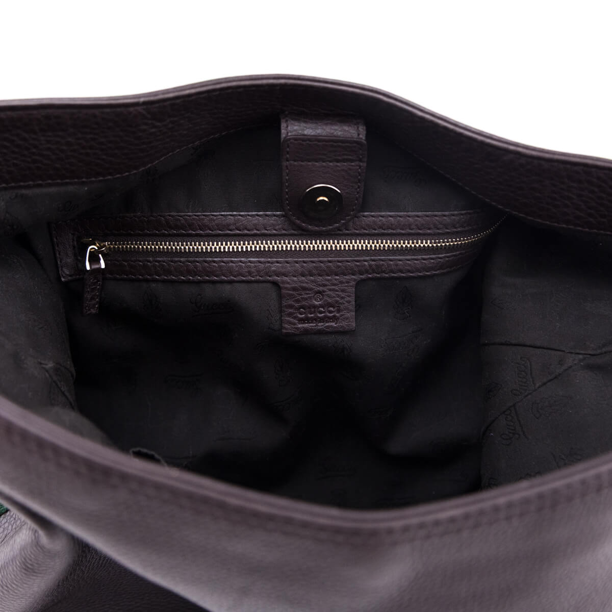 Gucci Dark Brown Pebbled Calfskin Medium Web Heritage Shoulder Bag - Love that Bag etc - Preowned Authentic Designer Handbags & Preloved Fashions
