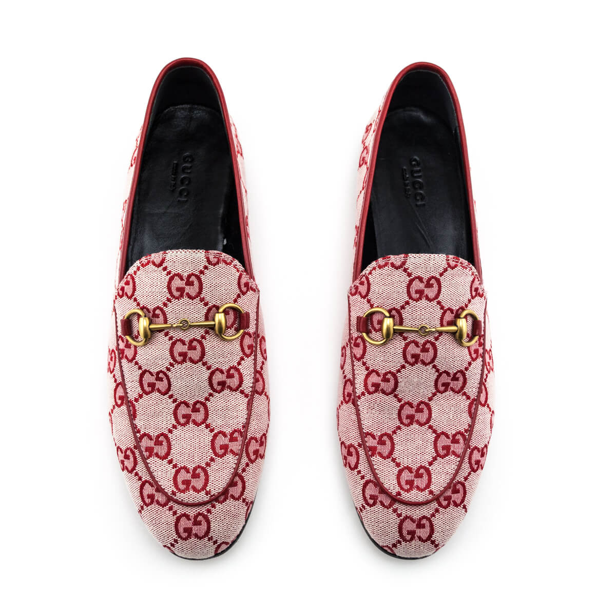 Gucci Red Canvas GG Monogram Jordaan Loafers Size US 8.5 | EU 38.5 - Love that Bag etc - Preowned Authentic Designer Handbags & Preloved Fashions