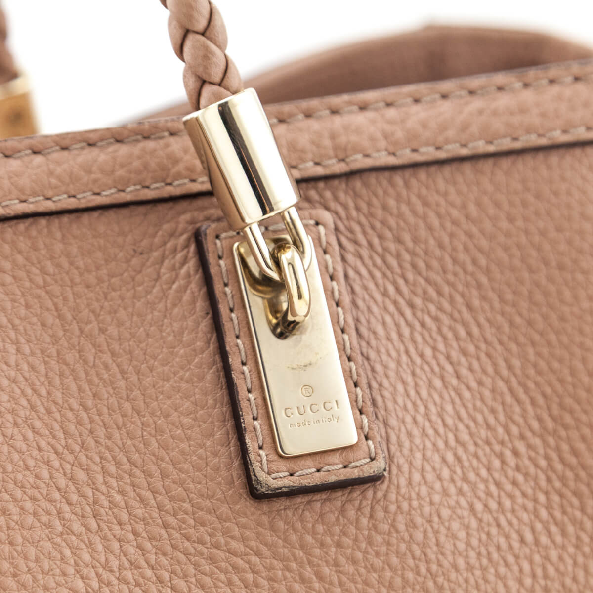 Gucci Rose Beige Pebbled Calfskin Medium Bella Tote - Love that Bag etc - Preowned Authentic Designer Handbags & Preloved Fashions