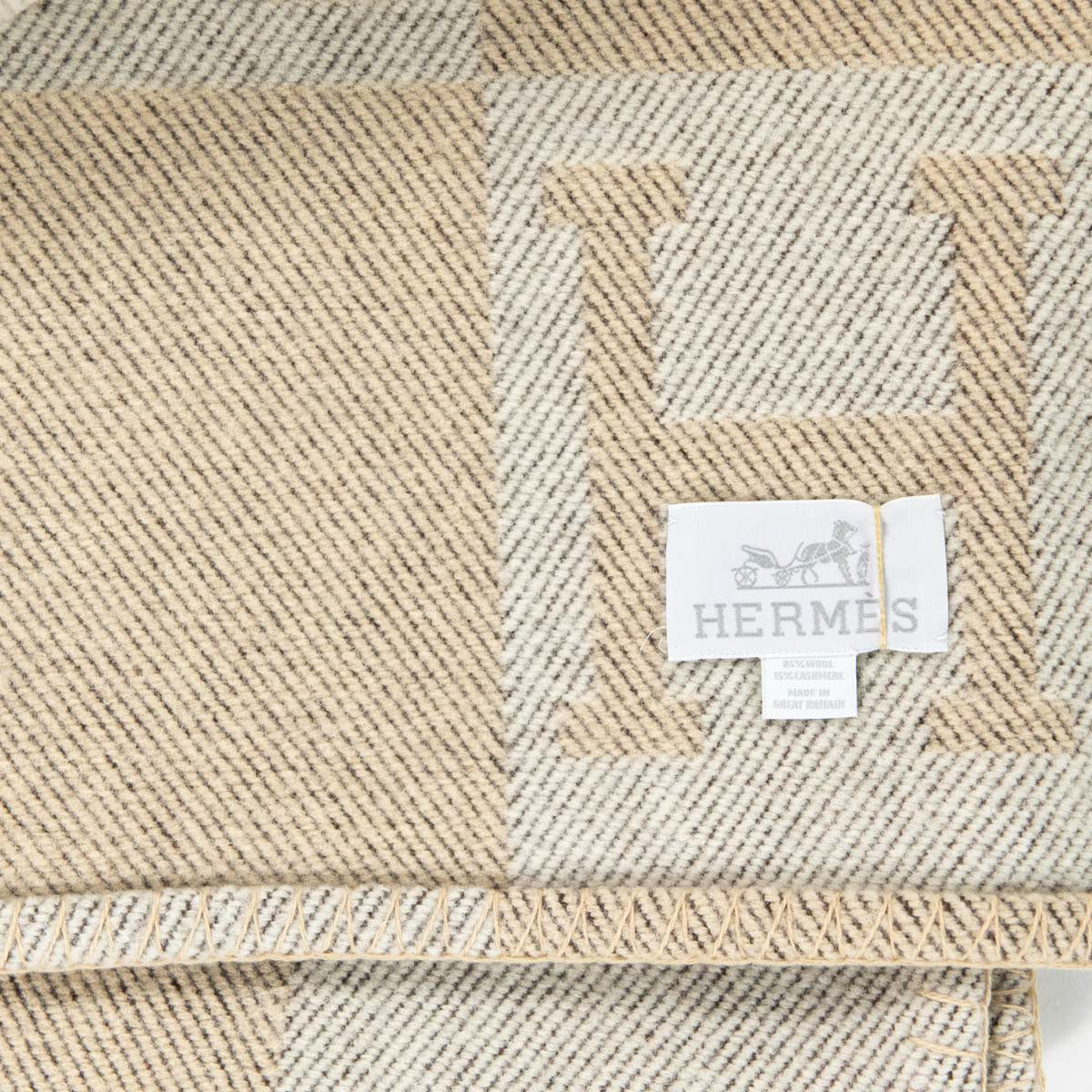 Hermes Beige & Ivory Wool & Cashmere Avalon Blanket - Love that Bag etc - Preowned Authentic Designer Handbags & Preloved Fashions