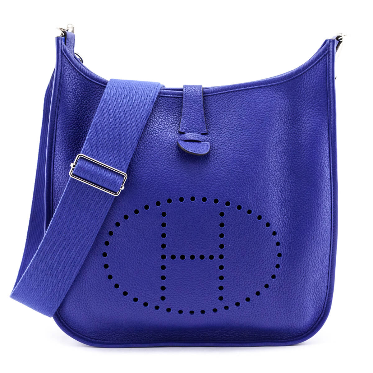Hermes Bleu Royal Clemence Evelyne III GM - Love that Bag etc - Preowned Authentic Designer Handbags & Preloved Fashions