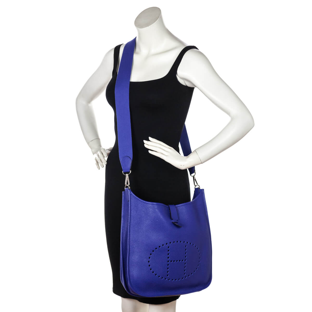 Hermes Bleu Royal Clemence Evelyne III GM - Love that Bag etc - Preowned Authentic Designer Handbags & Preloved Fashions