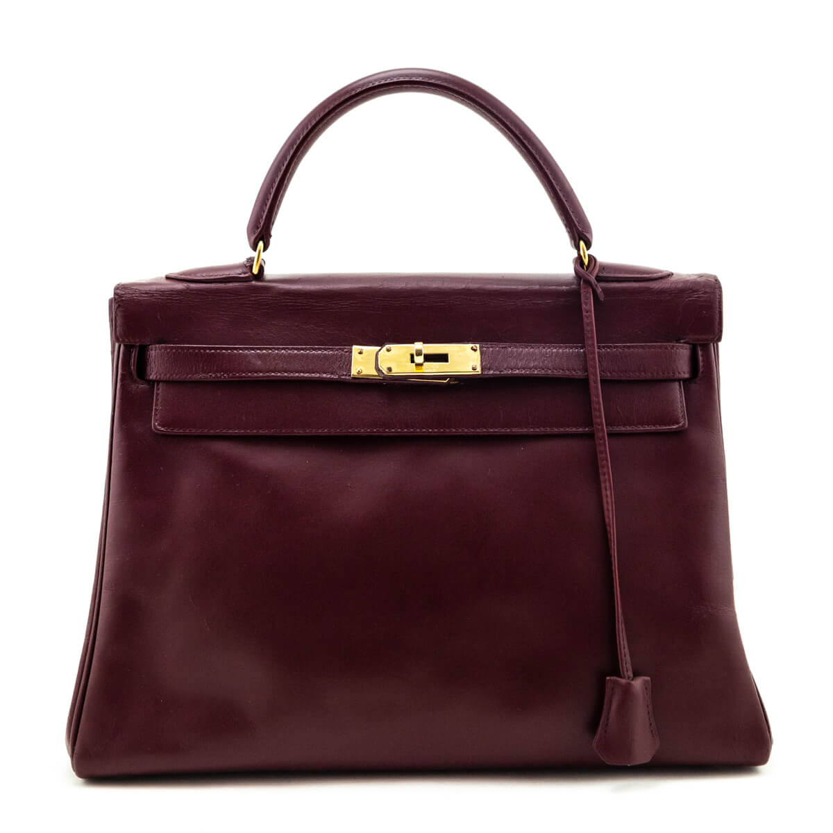 Hermes Burgundy Box Vintage Kelly 32 Retourne - Love that Bag etc - Preowned Authentic Designer Handbags & Preloved Fashions