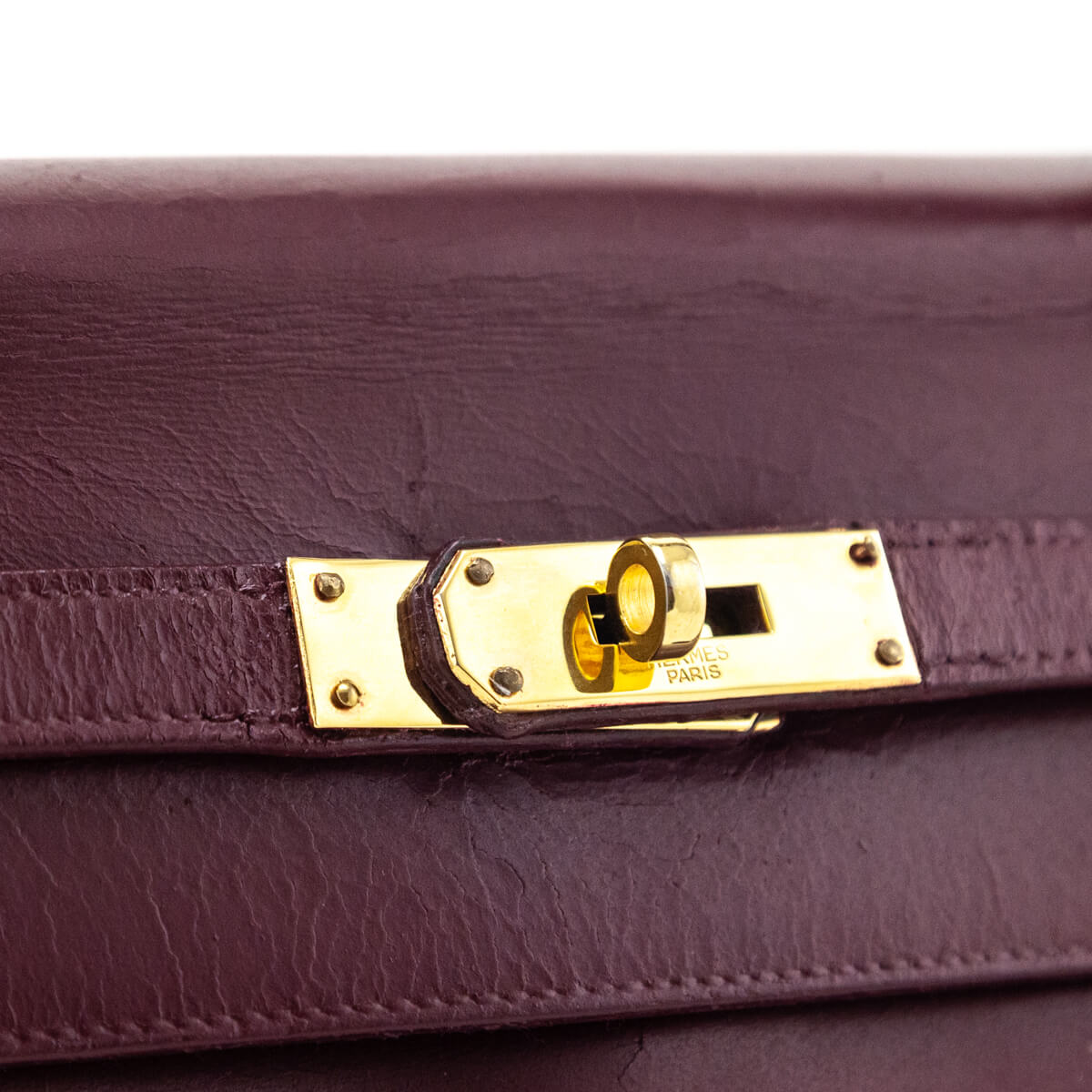 Hermes Burgundy Box Vintage Kelly 32 Retourne - Love that Bag etc - Preowned Authentic Designer Handbags & Preloved Fashions
