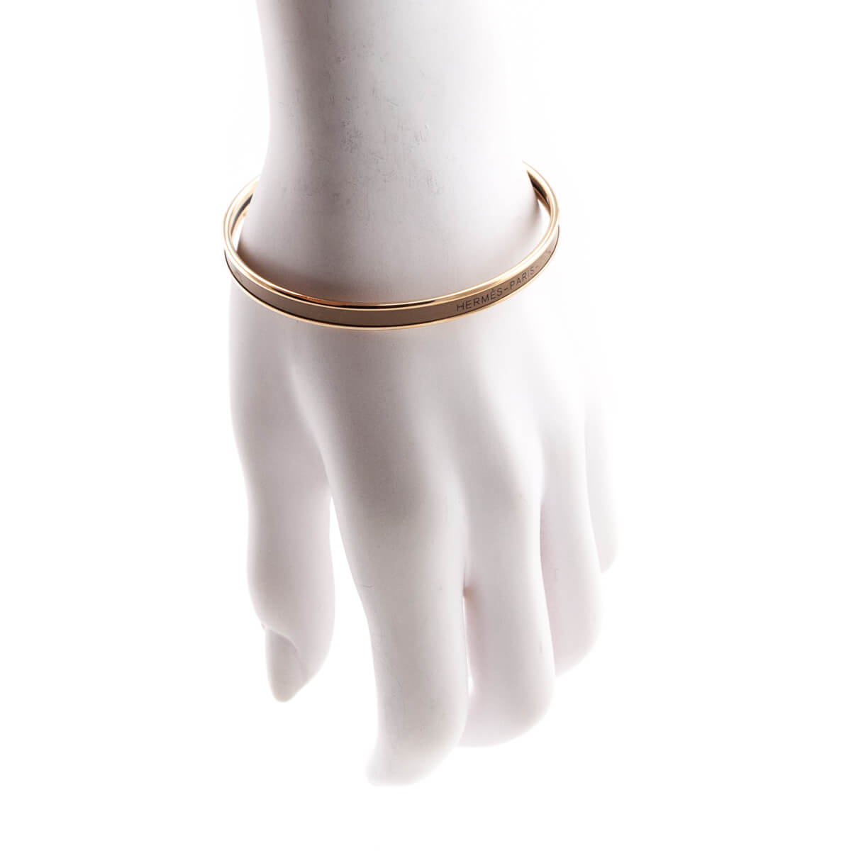 Hermes Chataigne Enamel & Rose Gold Uni Bangle Size L - Love that Bag etc - Preowned Authentic Designer Handbags & Preloved Fashions