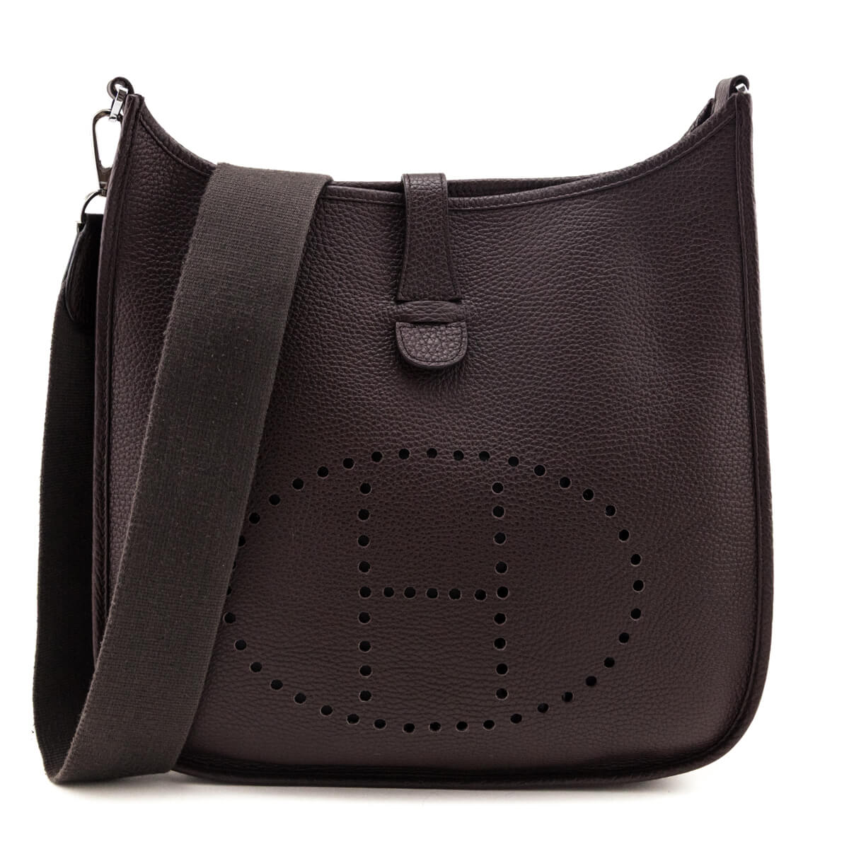 Hermes Cocoa Taurillon Clemence Evelyne III GM - Love that Bag etc - Preowned Authentic Designer Handbags & Preloved Fashions