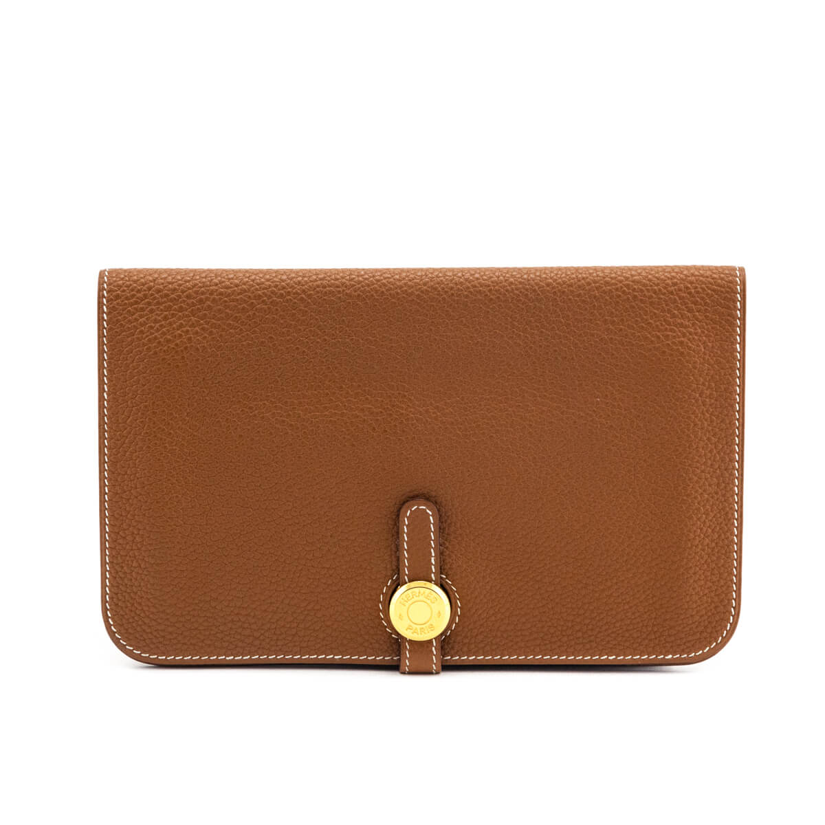 Hermes Gold Clemence Vintage Dogon Duo Wallet - Love that Bag etc - Preowned Authentic Designer Handbags & Preloved Fashions