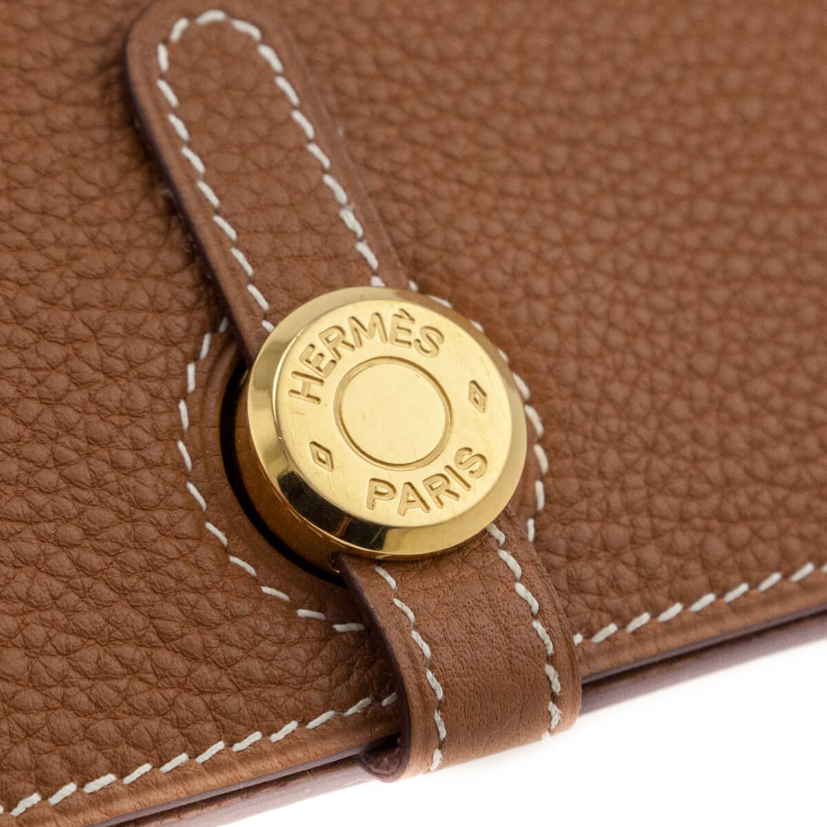 Hermes Gold Clemence Vintage Dogon Duo Wallet - Love that Bag etc - Preowned Authentic Designer Handbags & Preloved Fashions