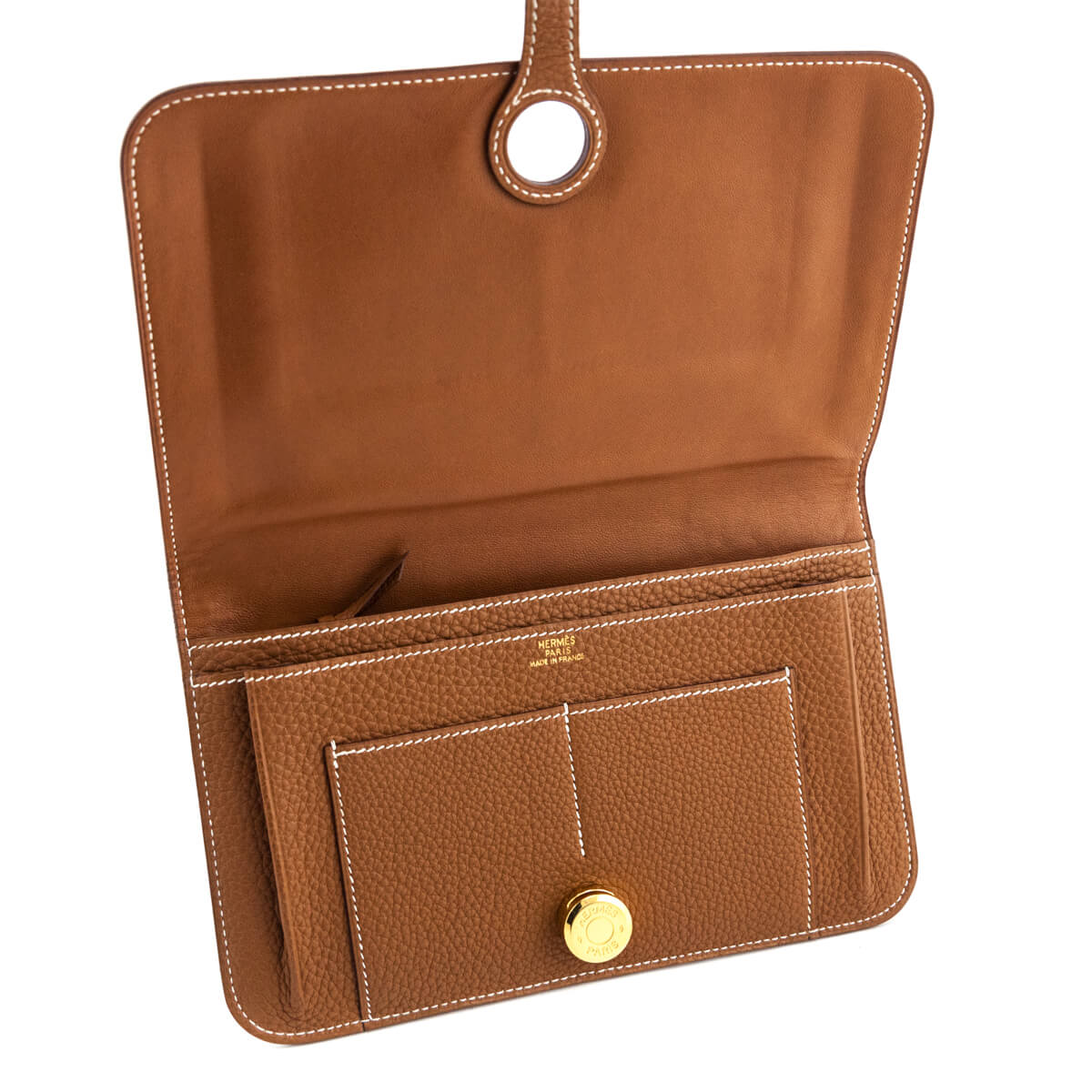Hermes Gold Clemence Vintage Dogon Duo Wallet - Love that Bag etc - Preowned Authentic Designer Handbags & Preloved Fashions