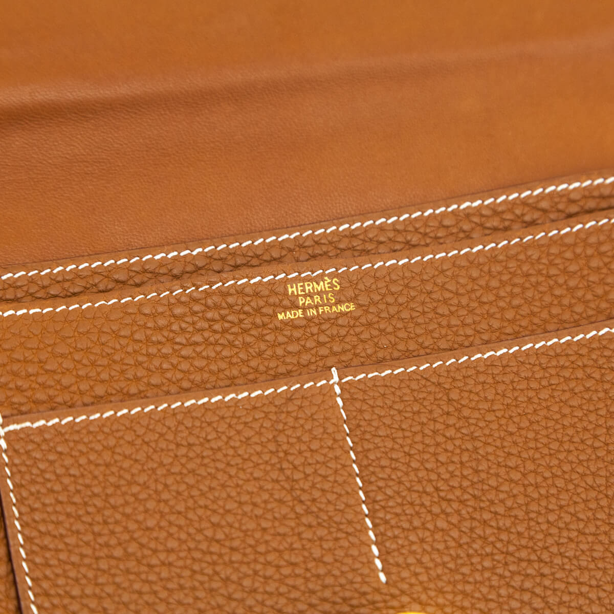 Hermes Gold Clemence Vintage Dogon Duo Wallet - Love that Bag etc - Preowned Authentic Designer Handbags & Preloved Fashions