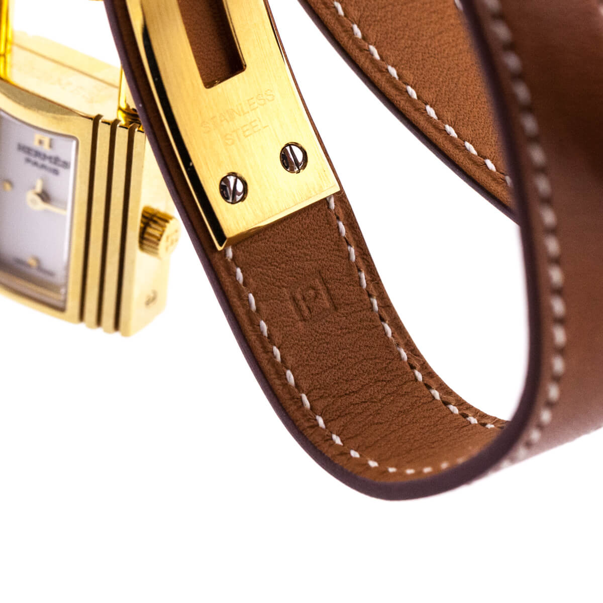 Hermes Gold-Plated Dual Leather Kelly Watch - Love that Bag etc - Preowned Authentic Designer Handbags & Preloved Fashions