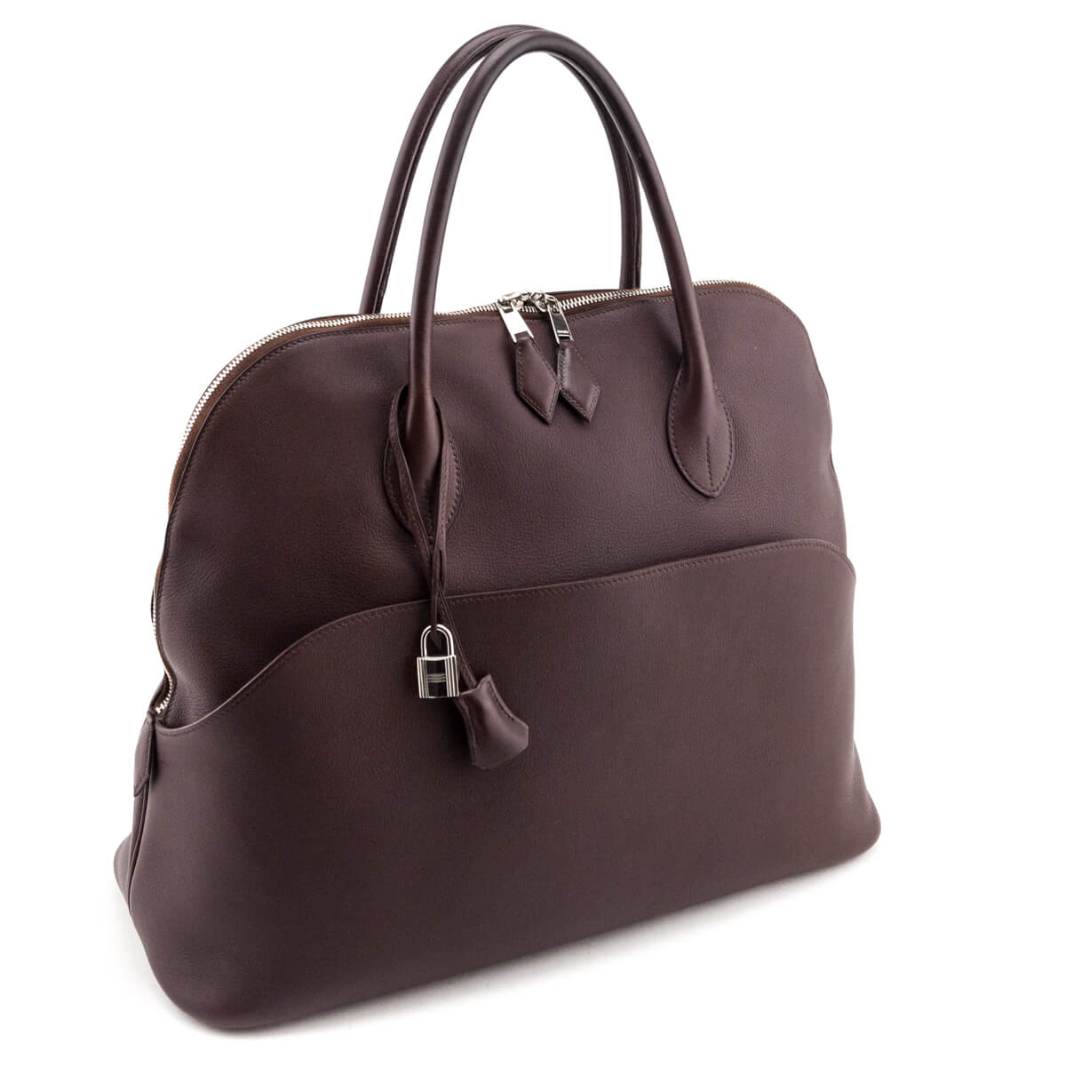 Hermes Marron Fonce Swift Web Bolide 1923 45 - Love that Bag etc - Preowned Authentic Designer Handbags & Preloved Fashions