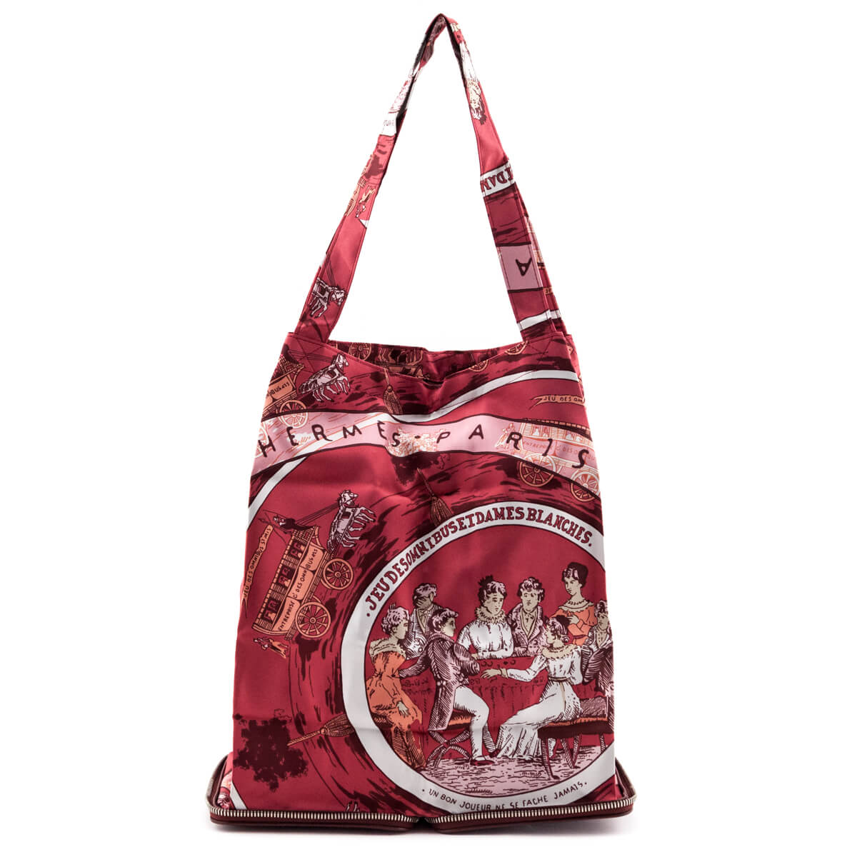 Hermes Rouge Buffle Silky Pop "Jeu Des Omnibus Et Dames Blanches" Shopper Tote - Love that Bag etc - Preowned Authentic Designer Handbags & Preloved Fashions