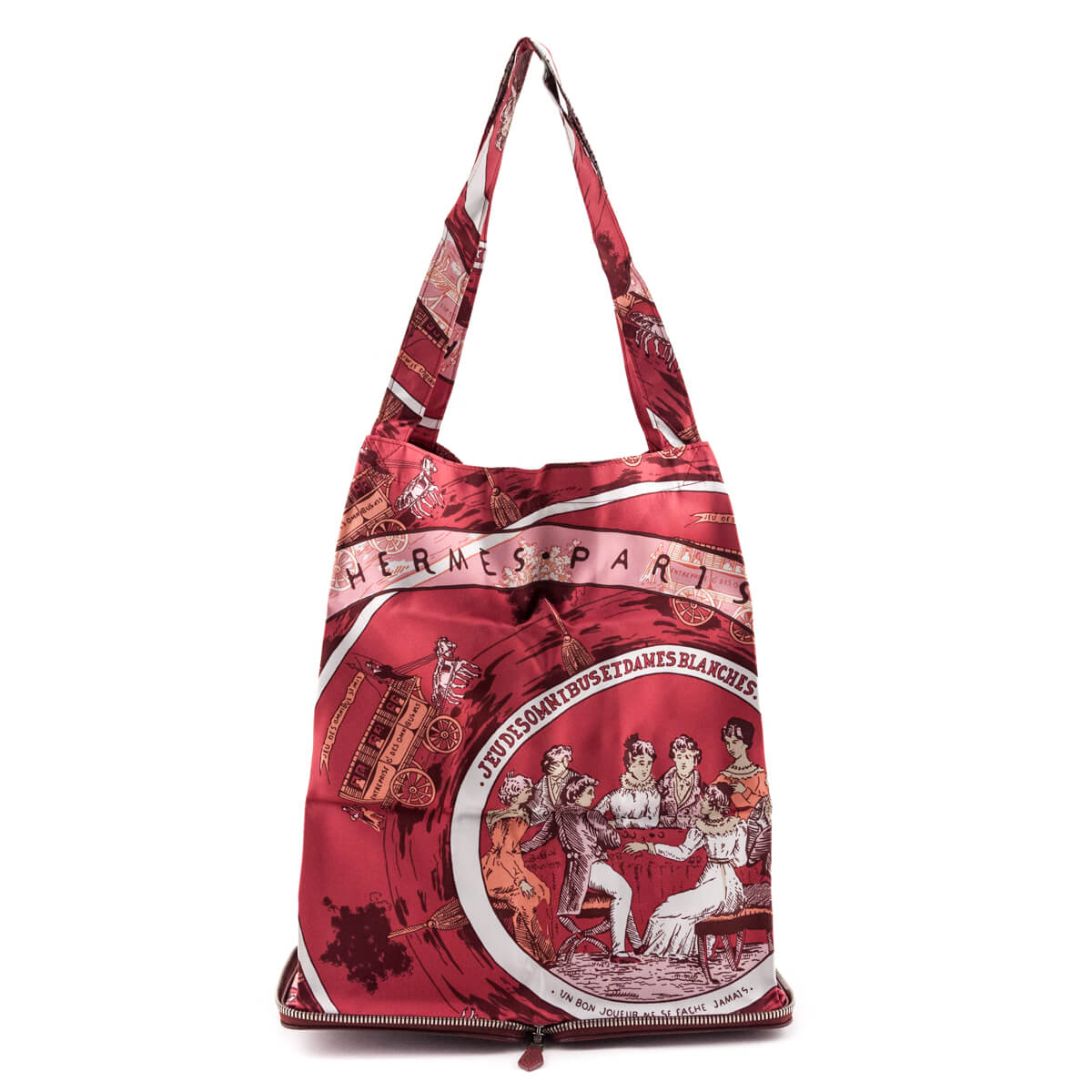 Hermes Rouge Buffle Silky Pop "Jeu Des Omnibus Et Dames Blanches" Shopper Tote - Love that Bag etc - Preowned Authentic Designer Handbags & Preloved Fashions