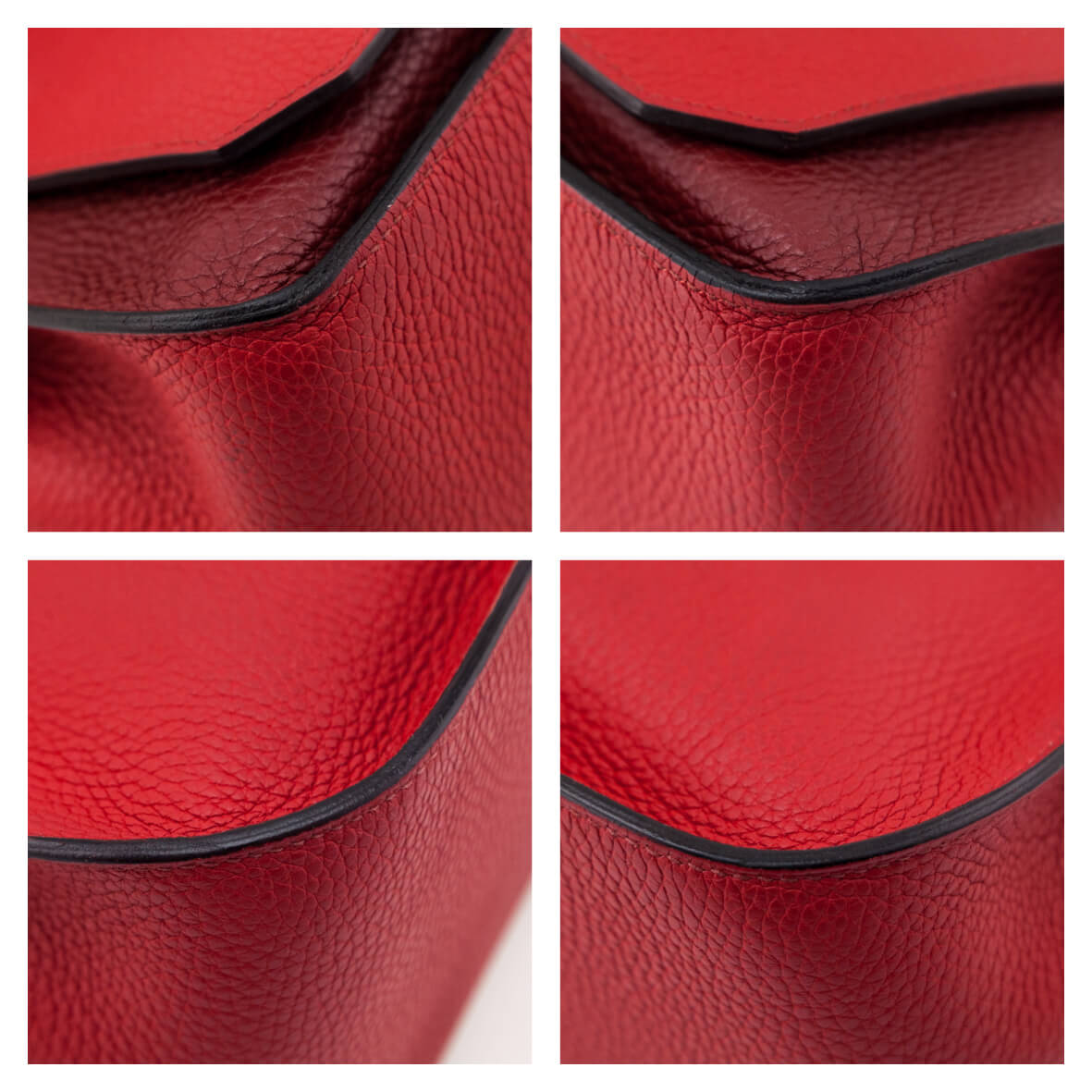 Hermes Rouge H & Rouge Casaque Taurillon Clemence Bi-Color Jypsiere 28 - Love that Bag etc - Preowned Authentic Designer Handbags & Preloved Fashions