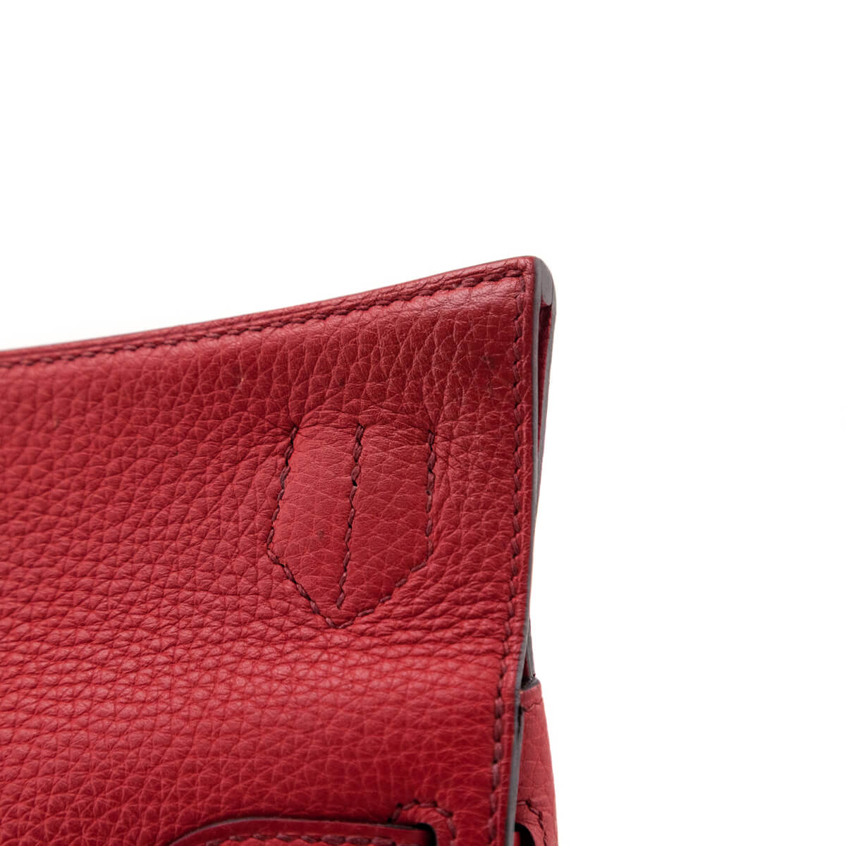 Hermes Rouge H & Rouge Casaque Taurillon Clemence Bi-Color Jypsiere 28 - Love that Bag etc - Preowned Authentic Designer Handbags & Preloved Fashions