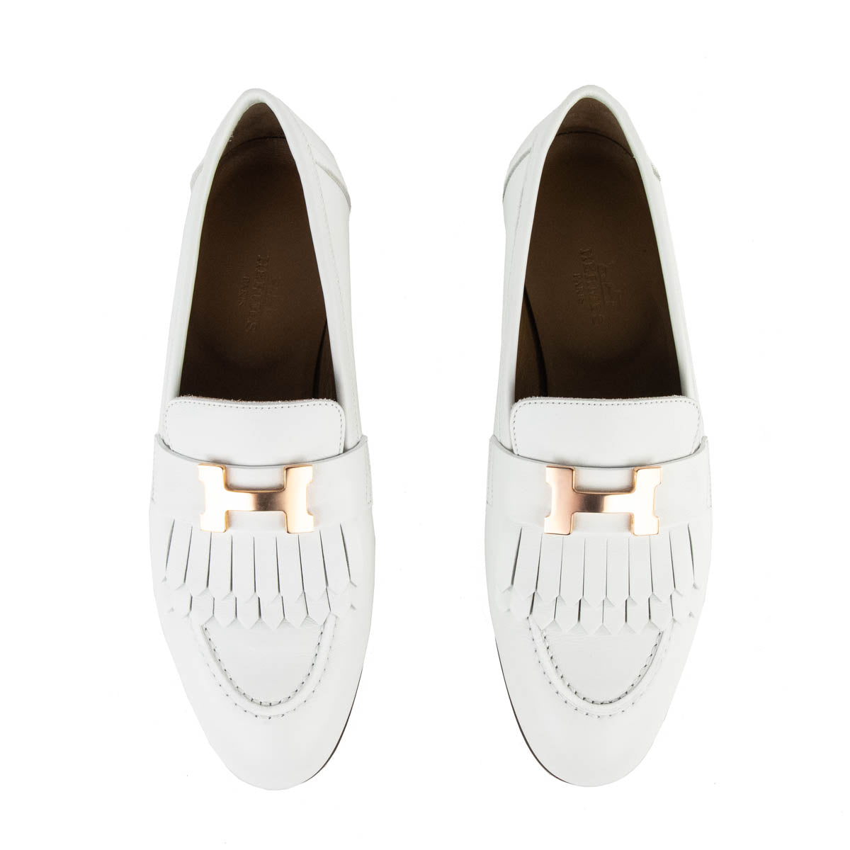 Hermes White Calfskin Mocassins Royal Loafers Size US 6 | EU 36 - Love that Bag etc - Preowned Authentic Designer Handbags & Preloved Fashions