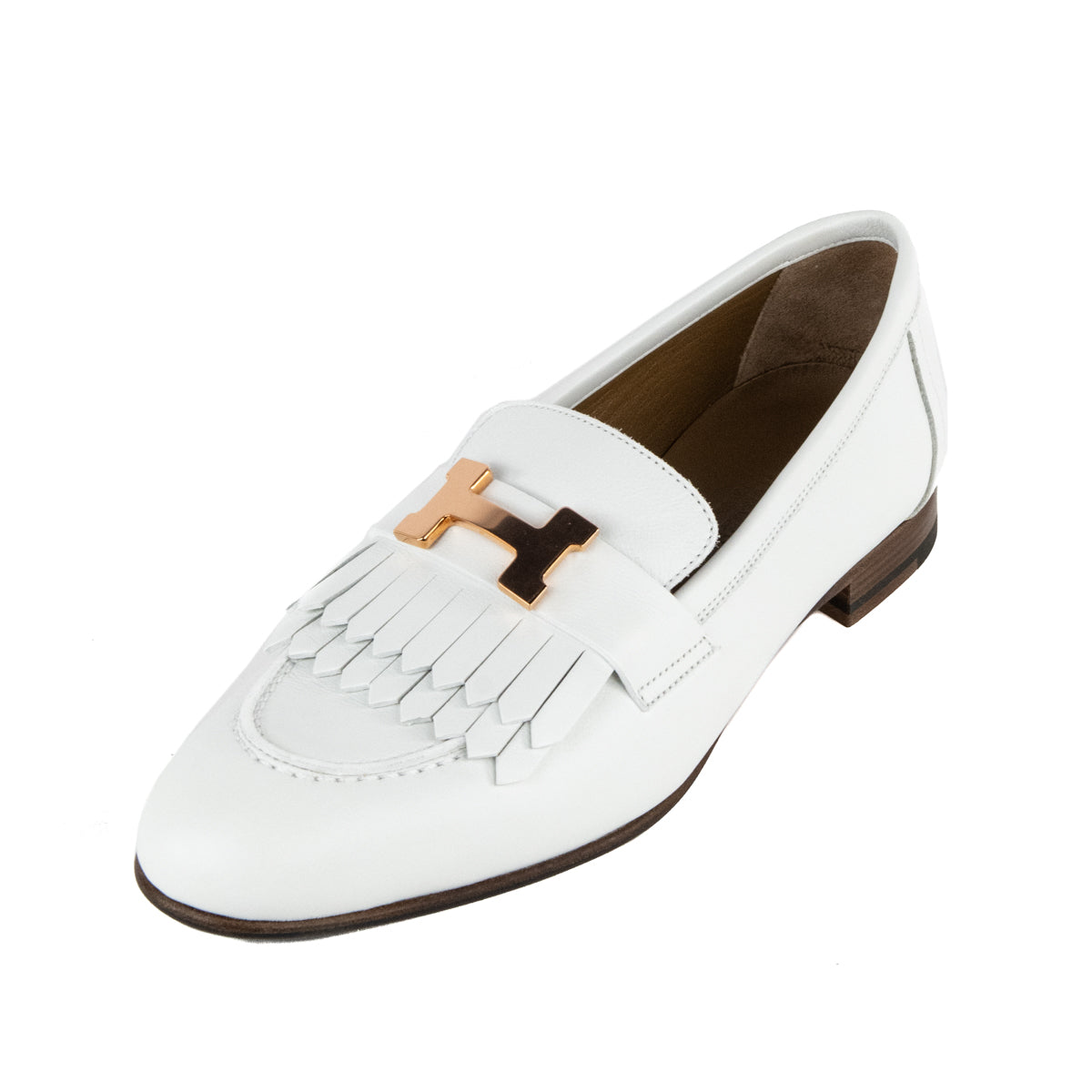 Hermes White Calfskin Mocassins Royal Loafers Size US 6 | EU 36 - Love that Bag etc - Preowned Authentic Designer Handbags & Preloved Fashions