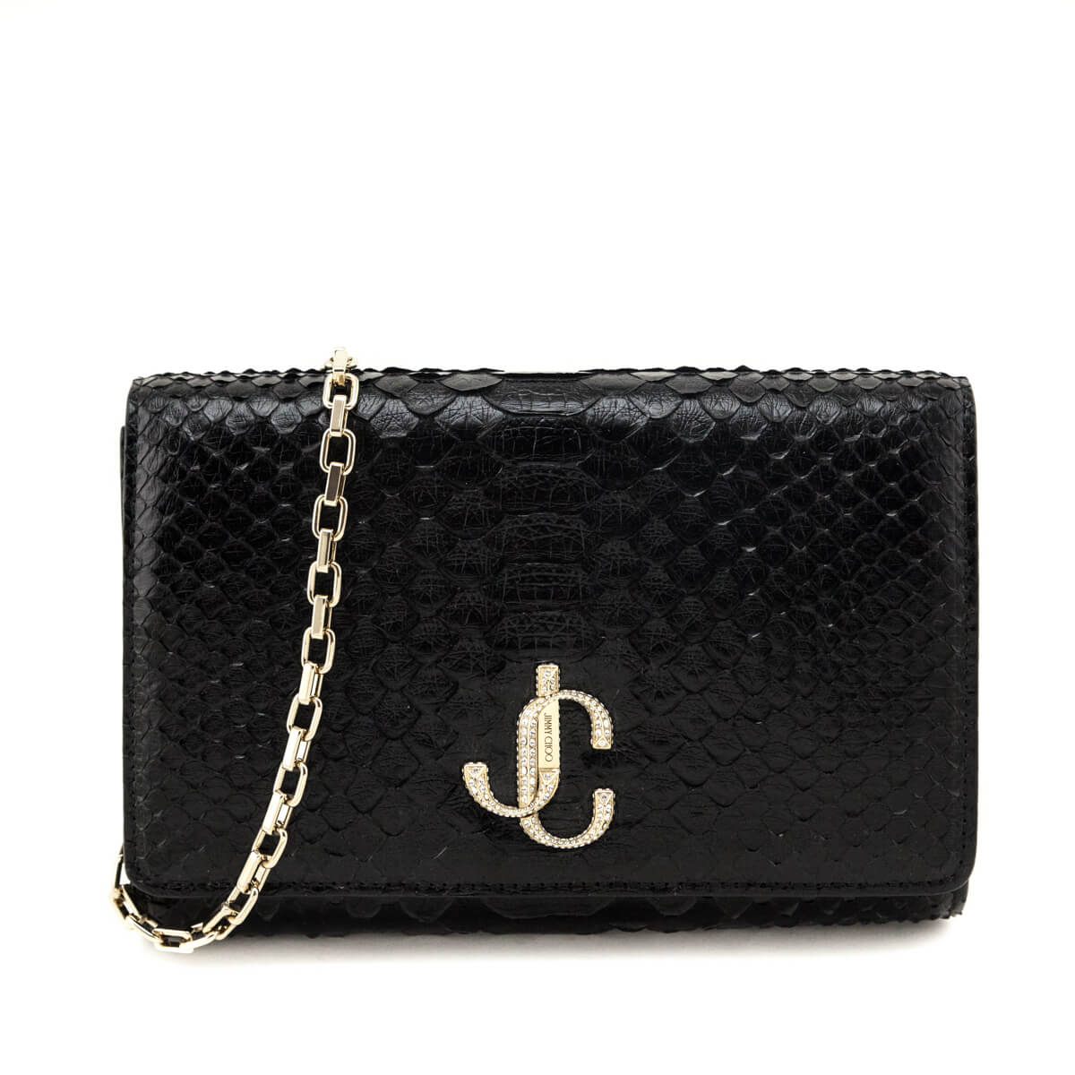 Jimmy Choo Black Python Varenne Chain Clutch – Love that Bag etc