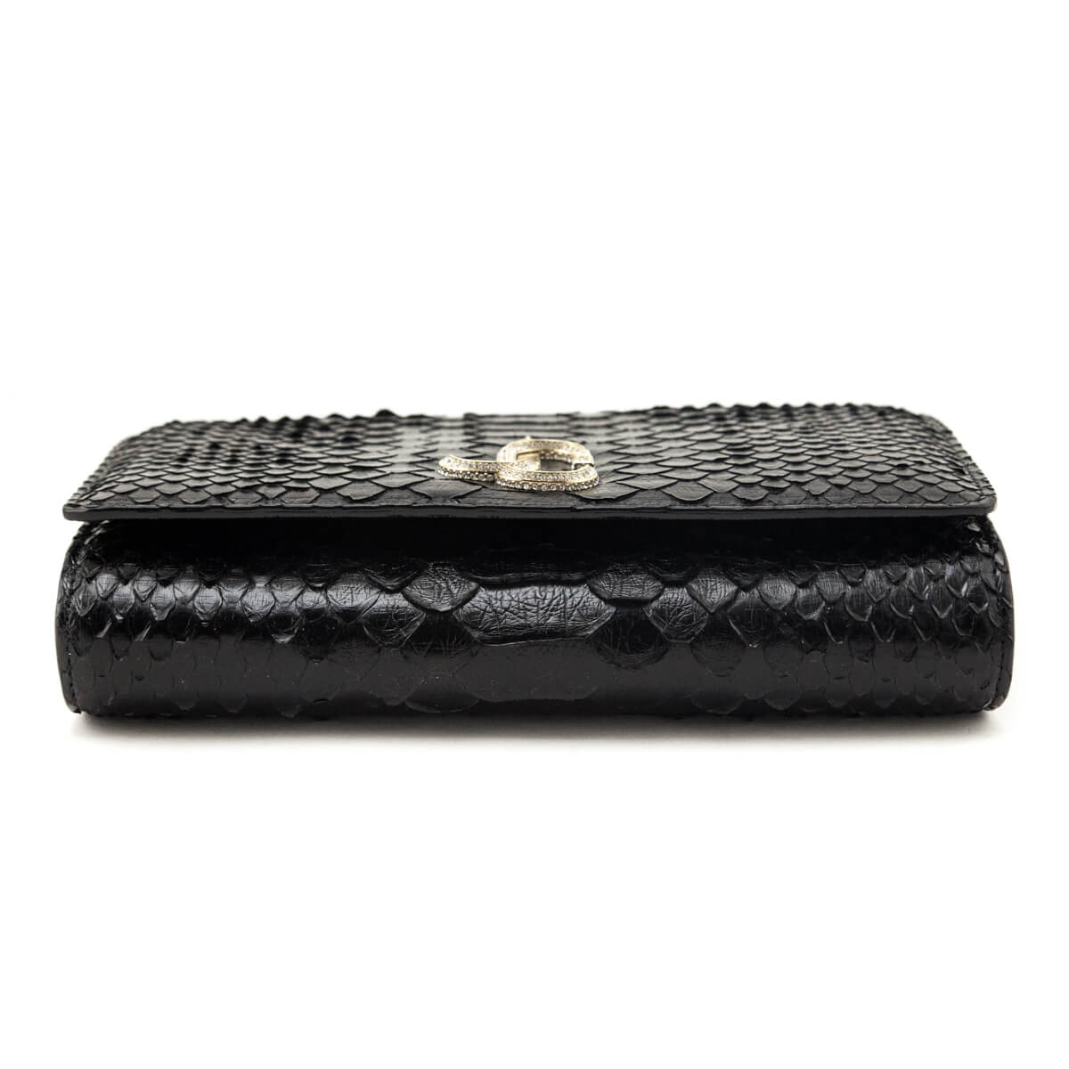 Jimmy Choo Black Python Varenne Chain Clutch - Love that Bag etc - Preowned Authentic Designer Handbags & Preloved Fashions