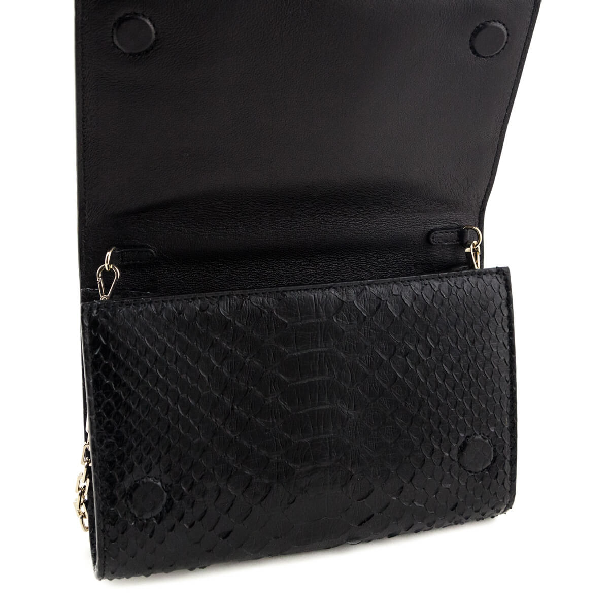 Jimmy Choo Black Python Varenne Chain Clutch - Love that Bag etc - Preowned Authentic Designer Handbags & Preloved Fashions