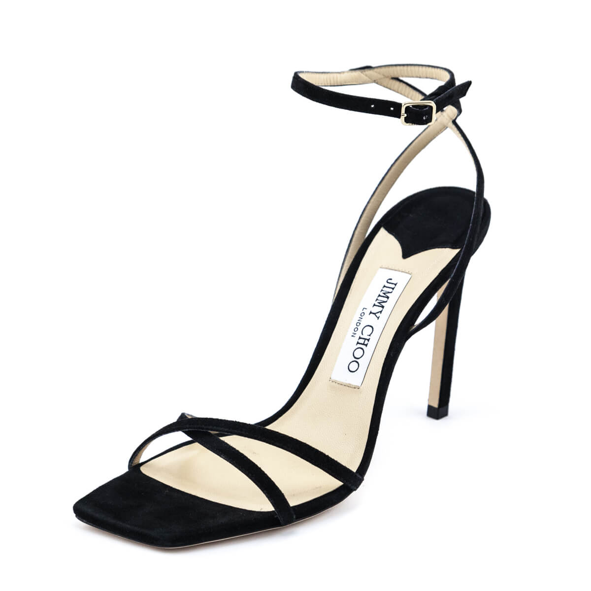 Jimmy Choo Black Suede Metz Ankle Strap Sandals Authentic Jimmy