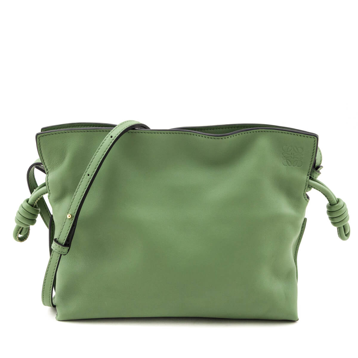 Loewe Green Calfskin Mini Flamenco Knot Clutch