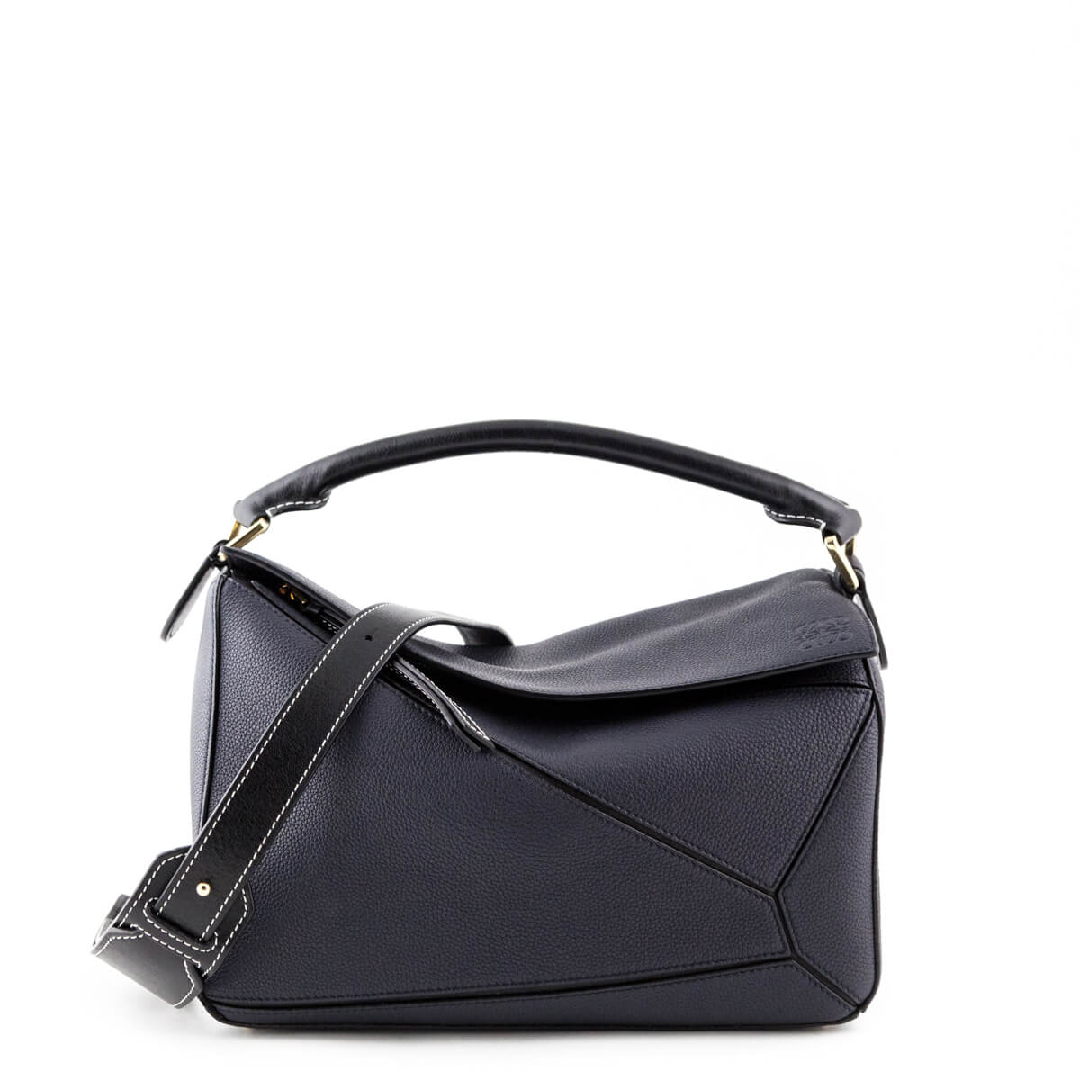 Loewe Midnight Blue & Black Calfskin Medium Puzzle Bag