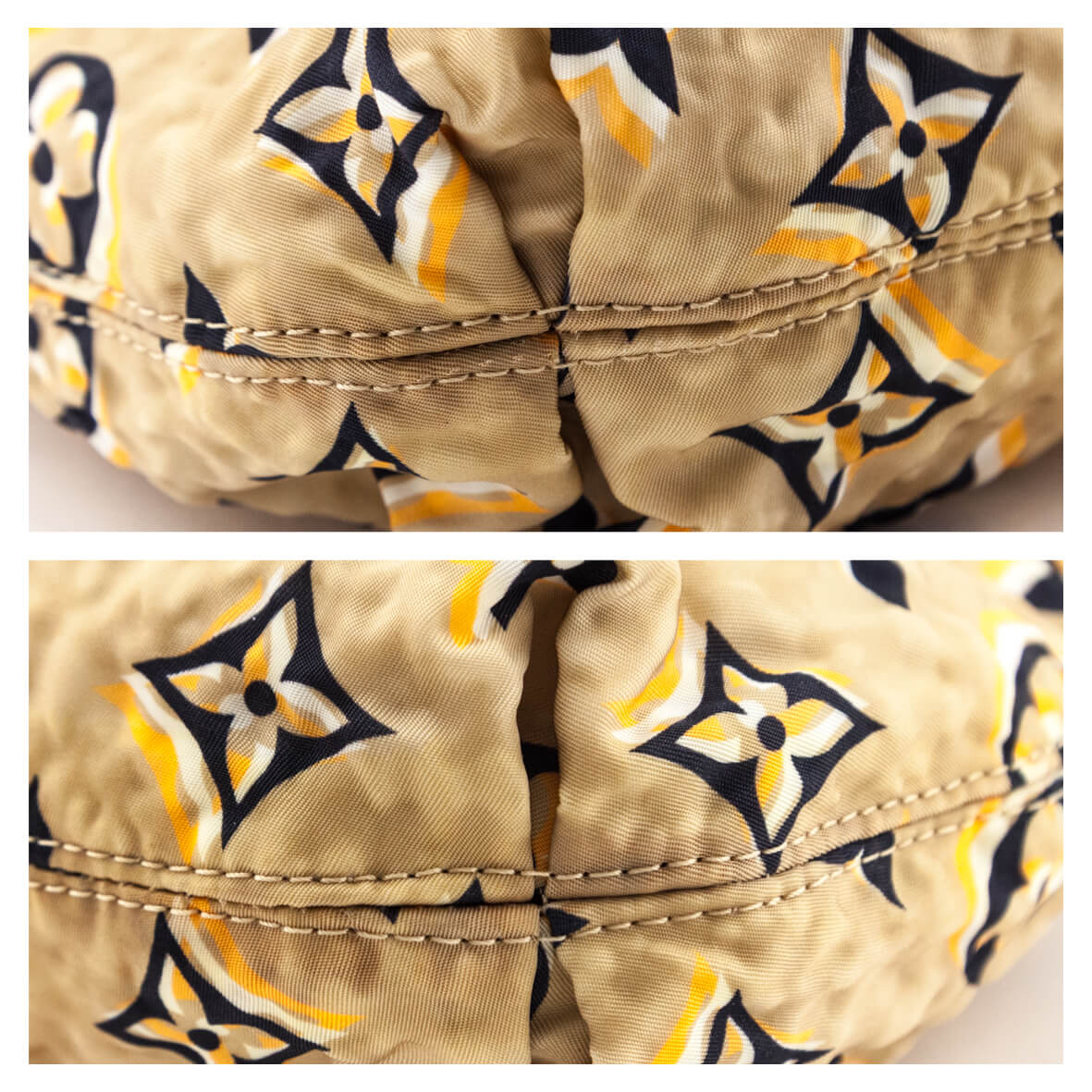 Louis Vuitton Beige Nylon Monogram Cruise Bulles PM - Love that Bag etc - Preowned Authentic Designer Handbags & Preloved Fashions