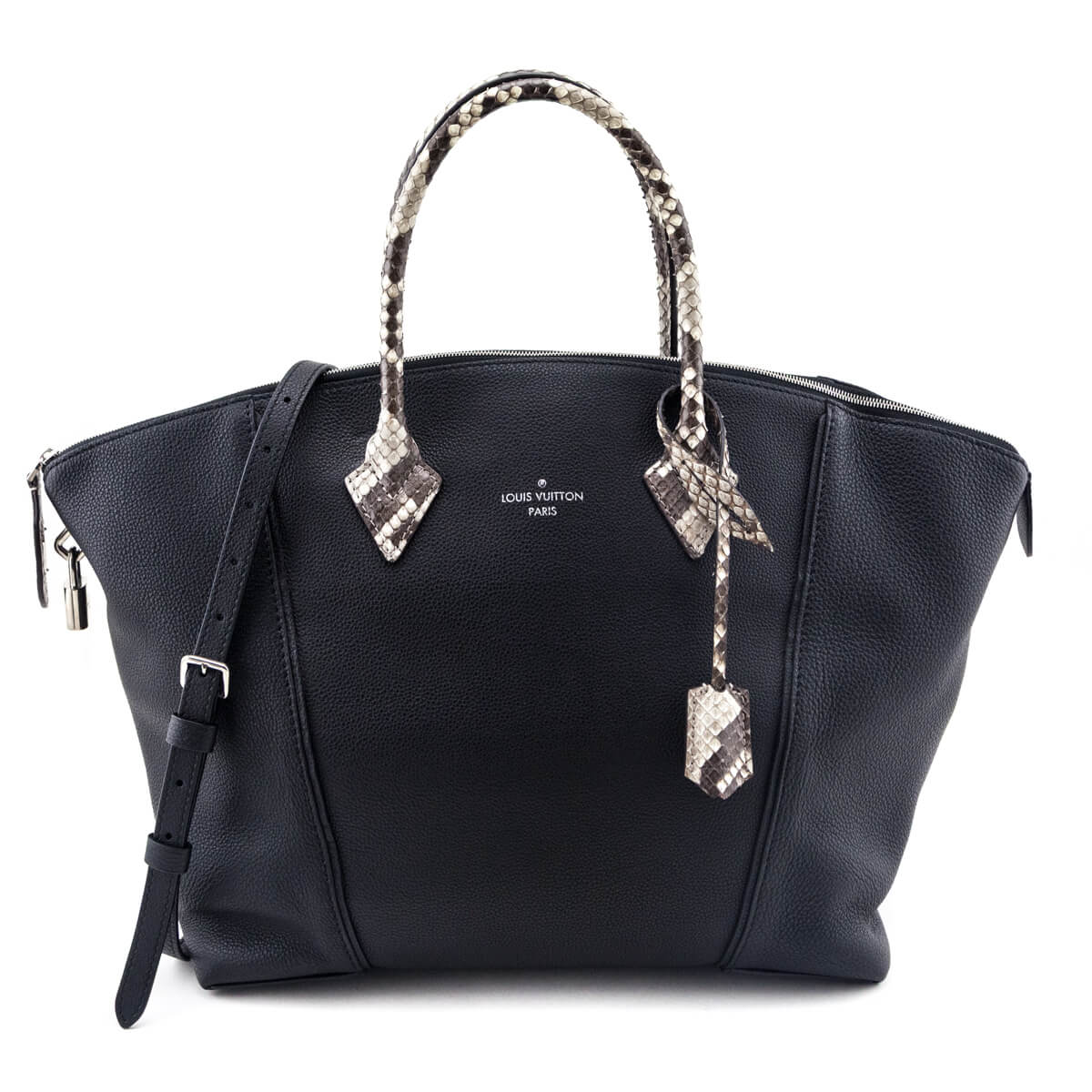 Louis Vuitton Black Veau Cachemire Python Soft Lockit MM