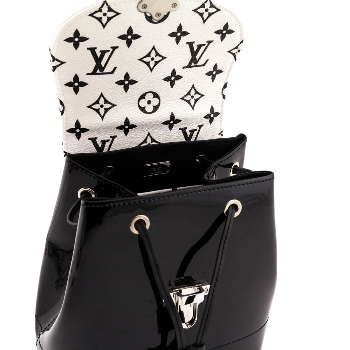 Louis Vuitton Black & White Monogram Patent Hot Springs Backpack - Love that Bag etc - Preowned Authentic Designer Handbags & Preloved Fashions