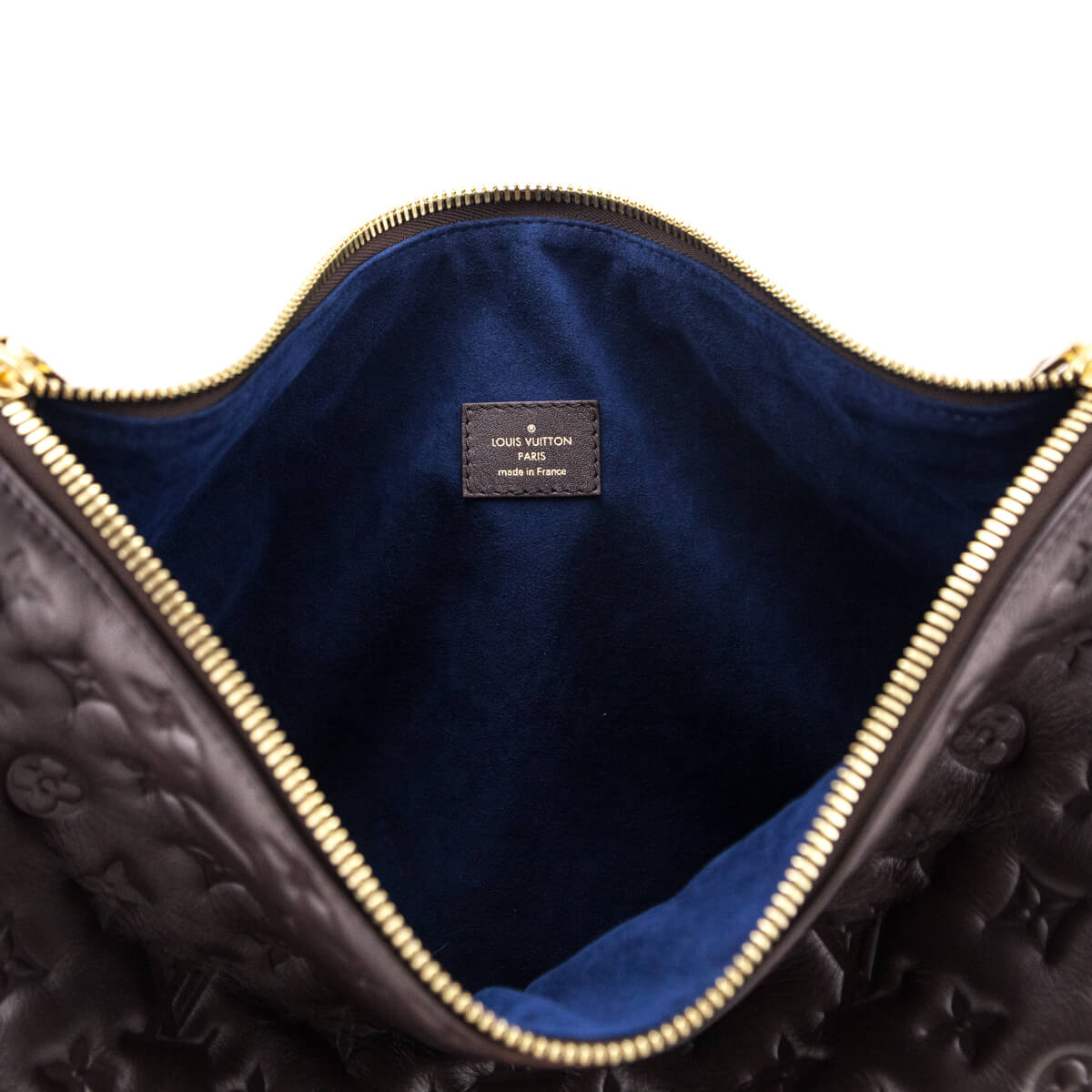 Louis Vuitton Chocolate Calfskin Embossed Monogram Coussin Hobo MM - Love that Bag etc - Preowned Authentic Designer Handbags & Preloved Fashions