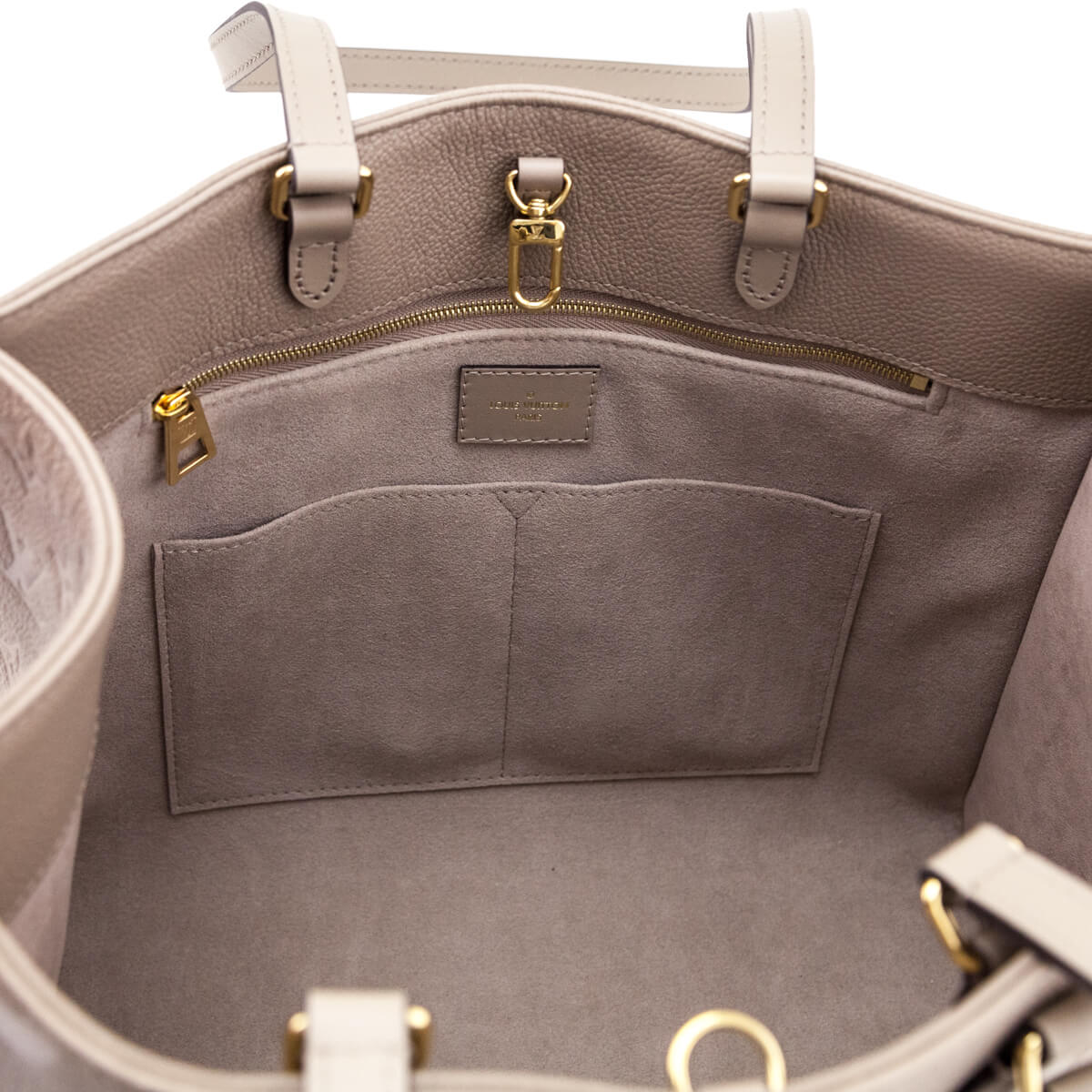 Louis Vuitton Tourterelle Monogram Giant Empreinte Onthego MM - Love that Bag etc - Preowned Authentic Designer Handbags & Preloved Fashions