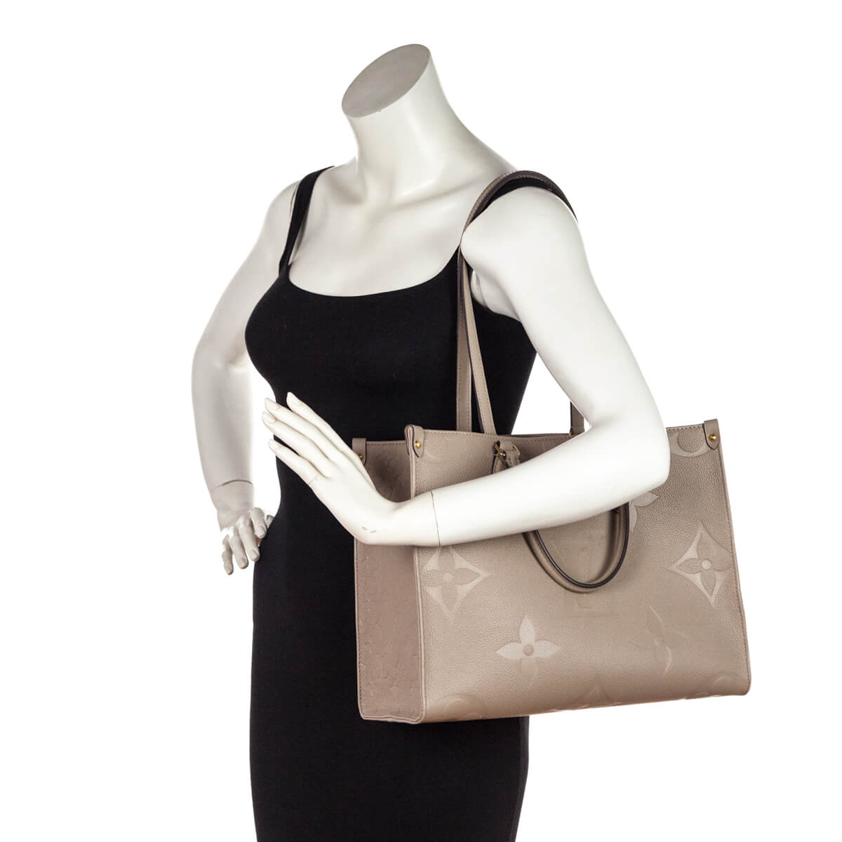 Louis Vuitton Tourterelle Monogram Giant Empreinte Onthego MM - Love that Bag etc - Preowned Authentic Designer Handbags & Preloved Fashions