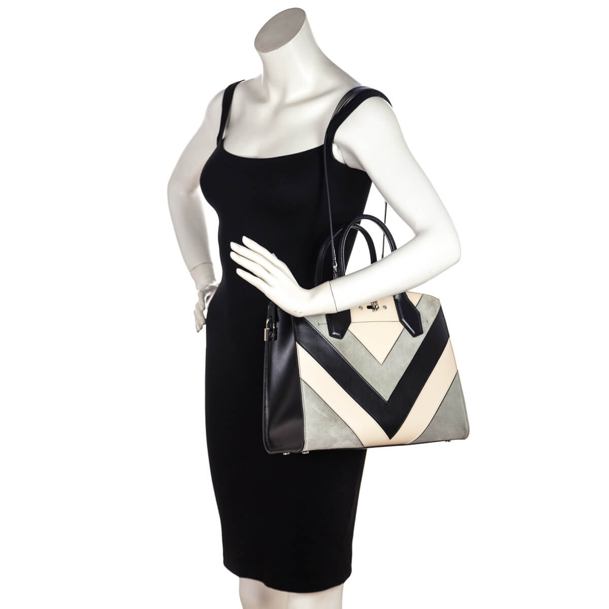 Louis Vuitton Tri-Color Calfskin & Suede Chevron City Steamer MM - Love that Bag etc - Preowned Authentic Designer Handbags & Preloved Fashions