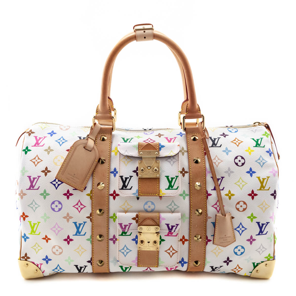 Louis Vuitton White Monogram Multicolor Keepall 45 - Love that Bag etc - Preowned Authentic Designer Handbags & Preloved Fashions