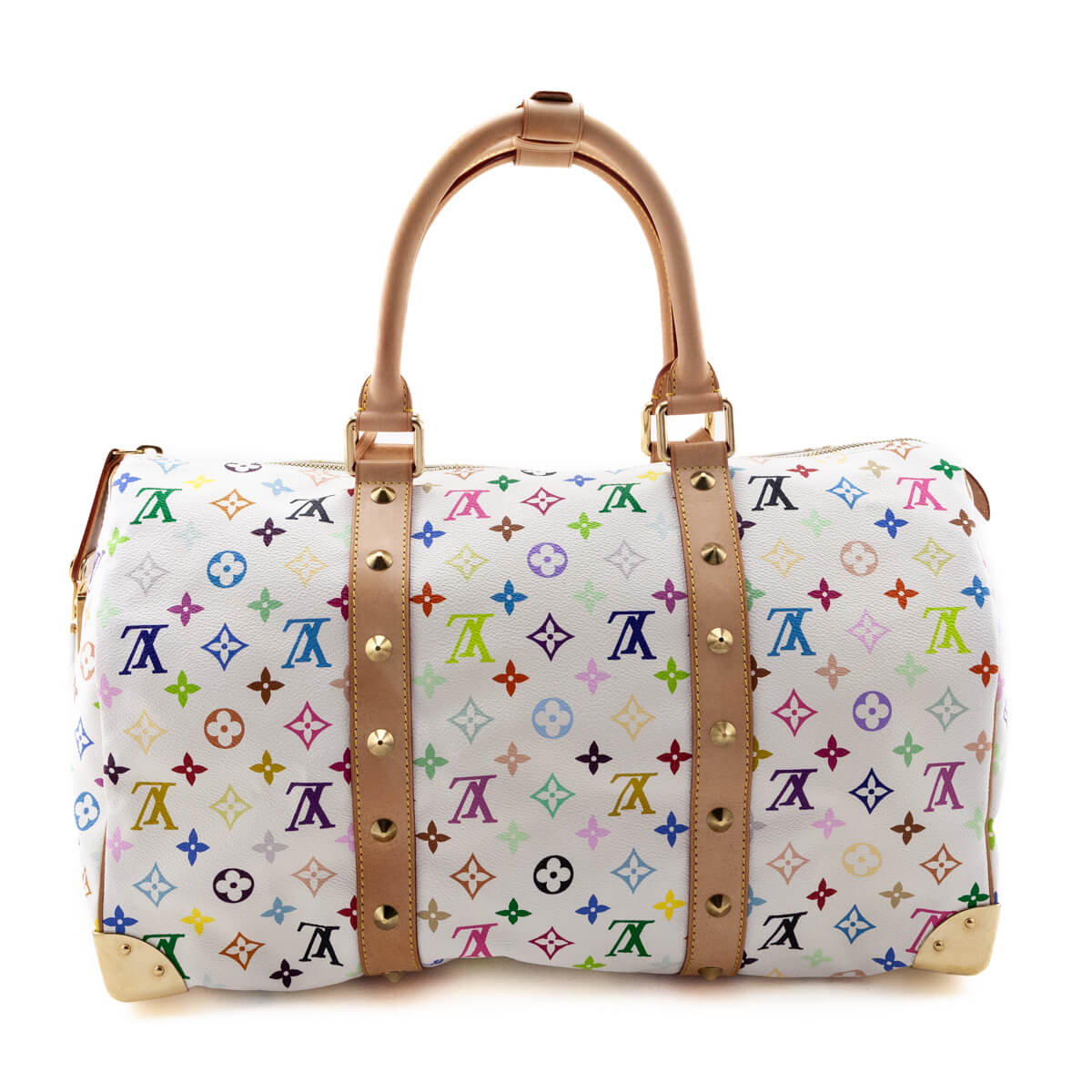 Louis Vuitton White Monogram Multicolor Keepall 45 - Love that Bag etc - Preowned Authentic Designer Handbags & Preloved Fashions
